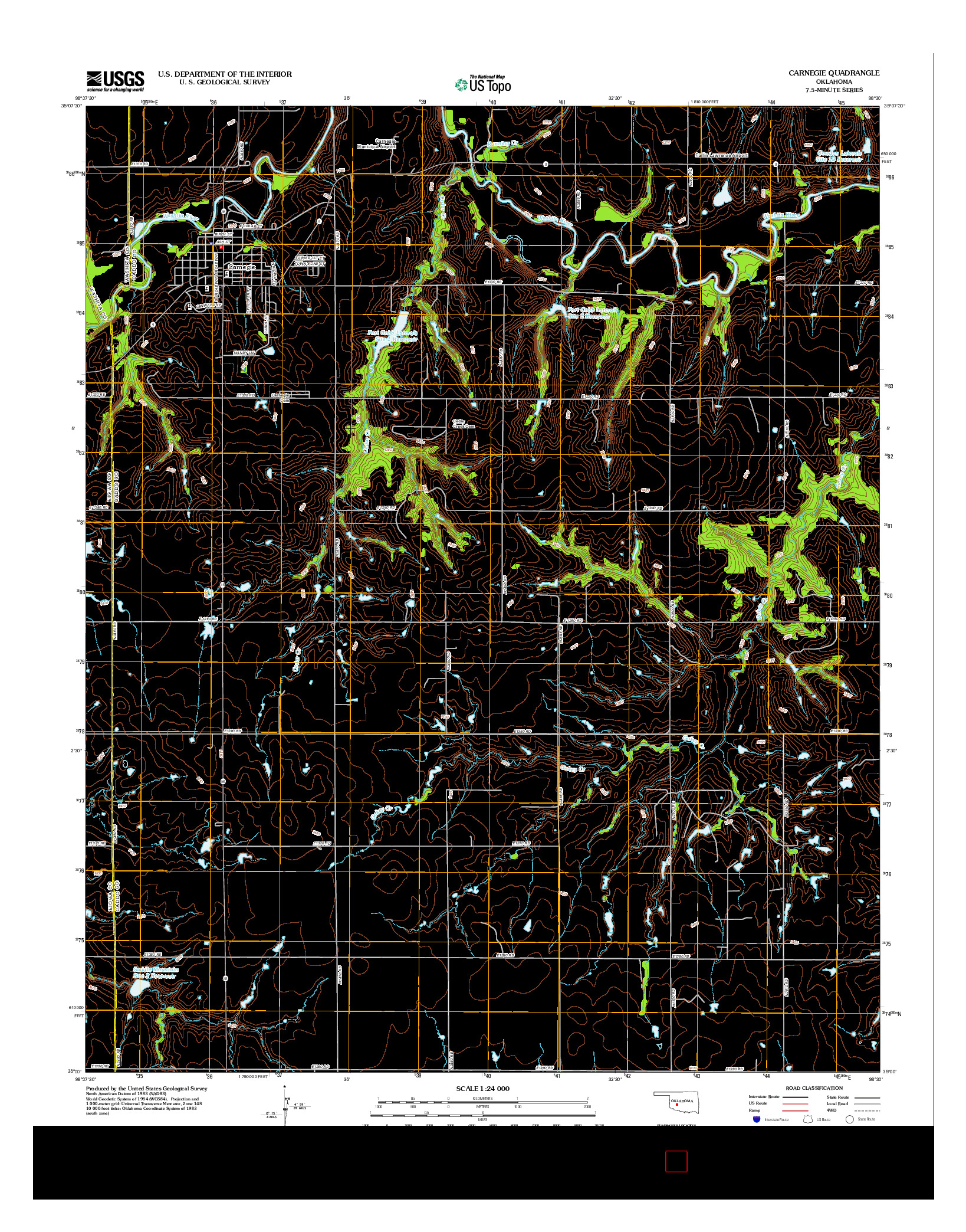 USGS US TOPO 7.5-MINUTE MAP FOR CARNEGIE, OK 2012