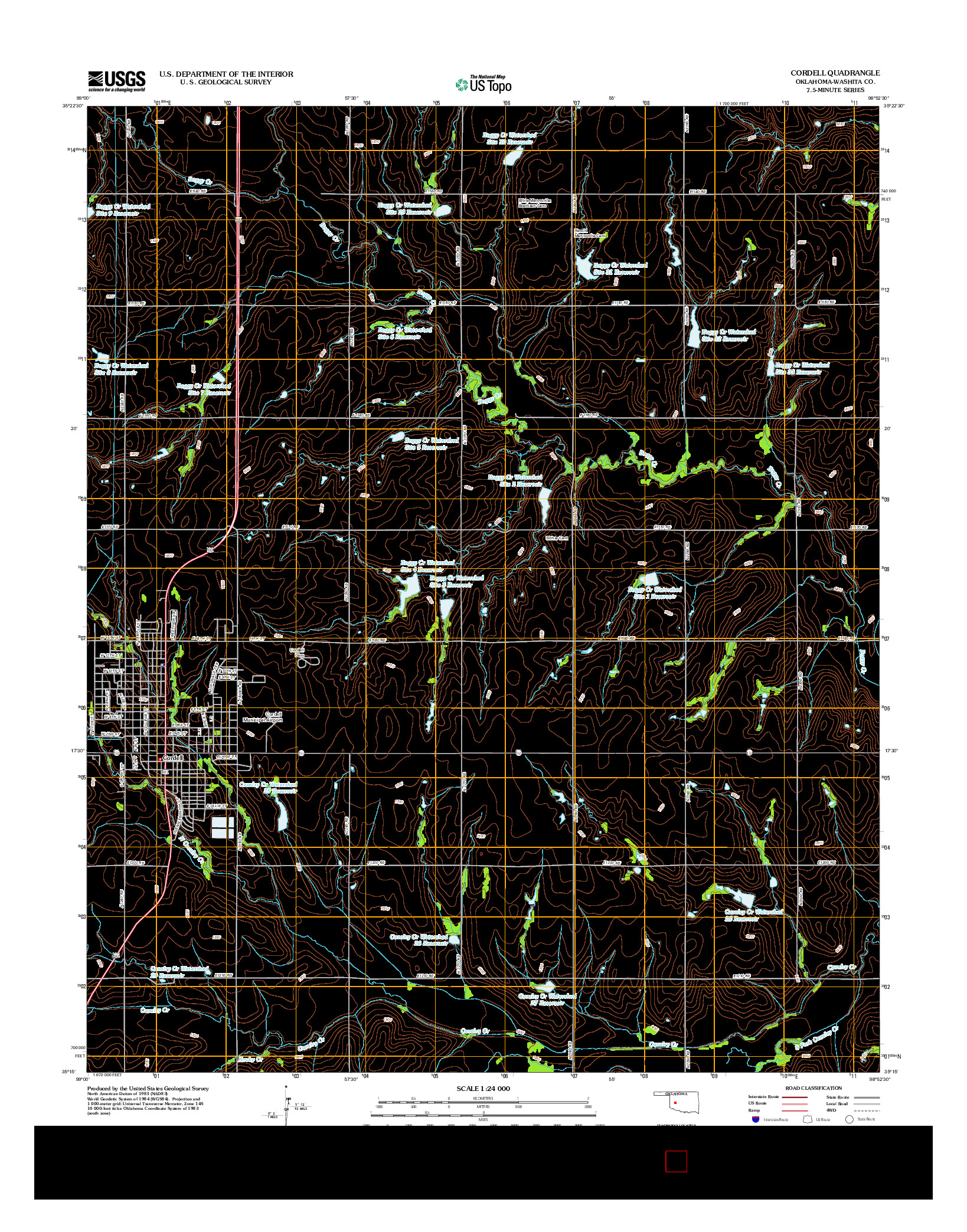 USGS US TOPO 7.5-MINUTE MAP FOR CORDELL, OK 2012