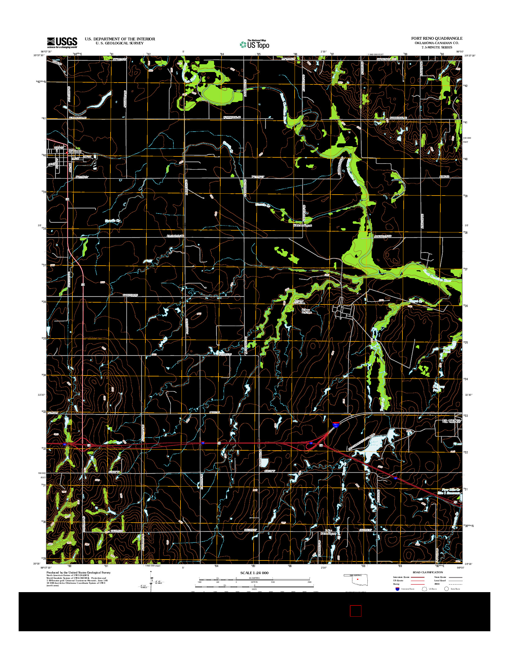 USGS US TOPO 7.5-MINUTE MAP FOR FORT RENO, OK 2012