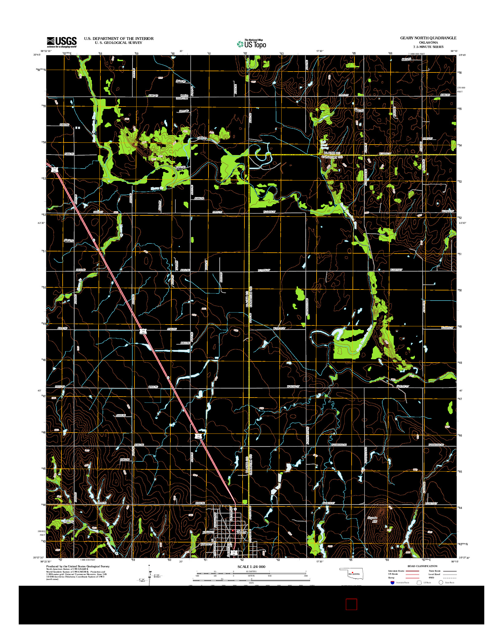USGS US TOPO 7.5-MINUTE MAP FOR GEARY NORTH, OK 2012