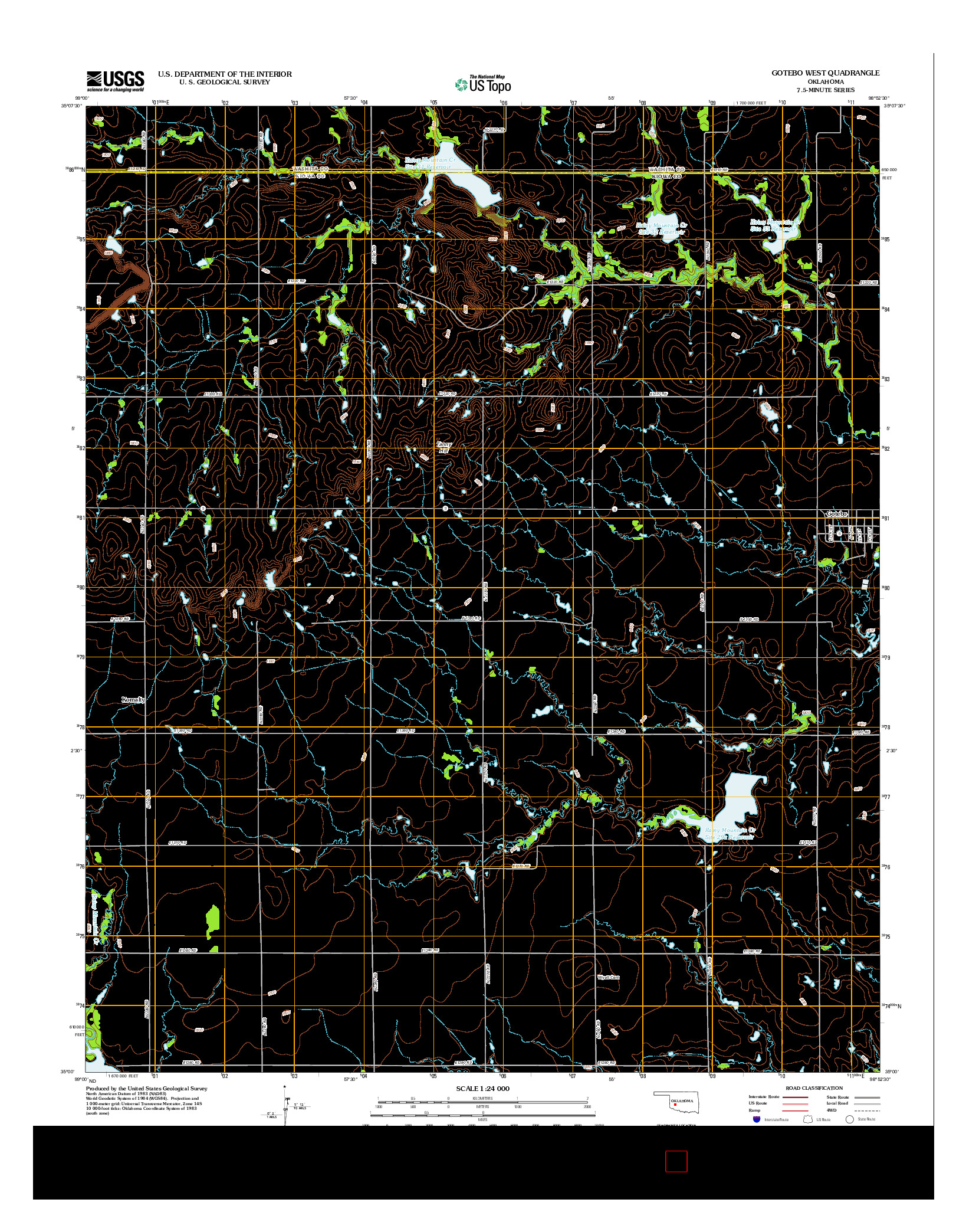 USGS US TOPO 7.5-MINUTE MAP FOR GOTEBO WEST, OK 2012