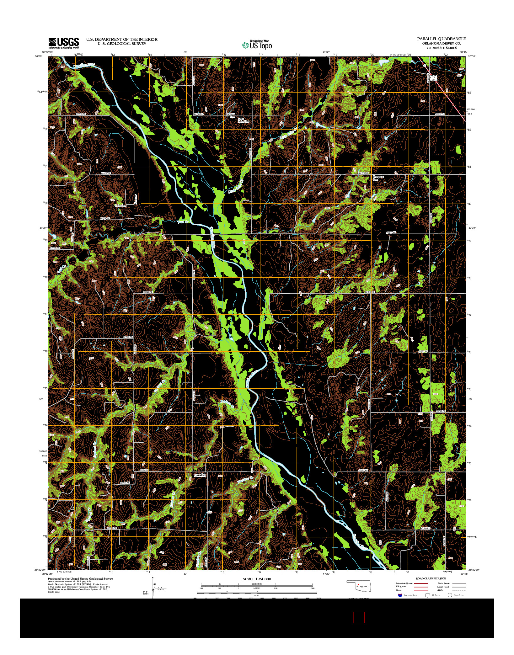 USGS US TOPO 7.5-MINUTE MAP FOR PARALLEL, OK 2012