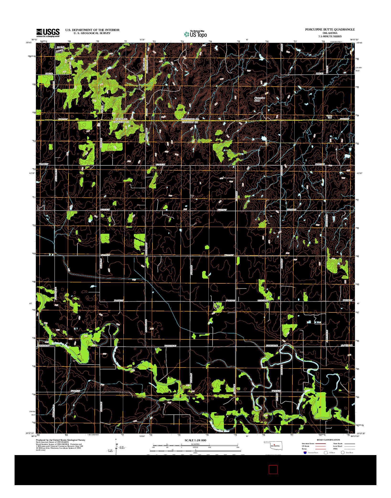 USGS US TOPO 7.5-MINUTE MAP FOR PORCUPINE BUTTE, OK 2012