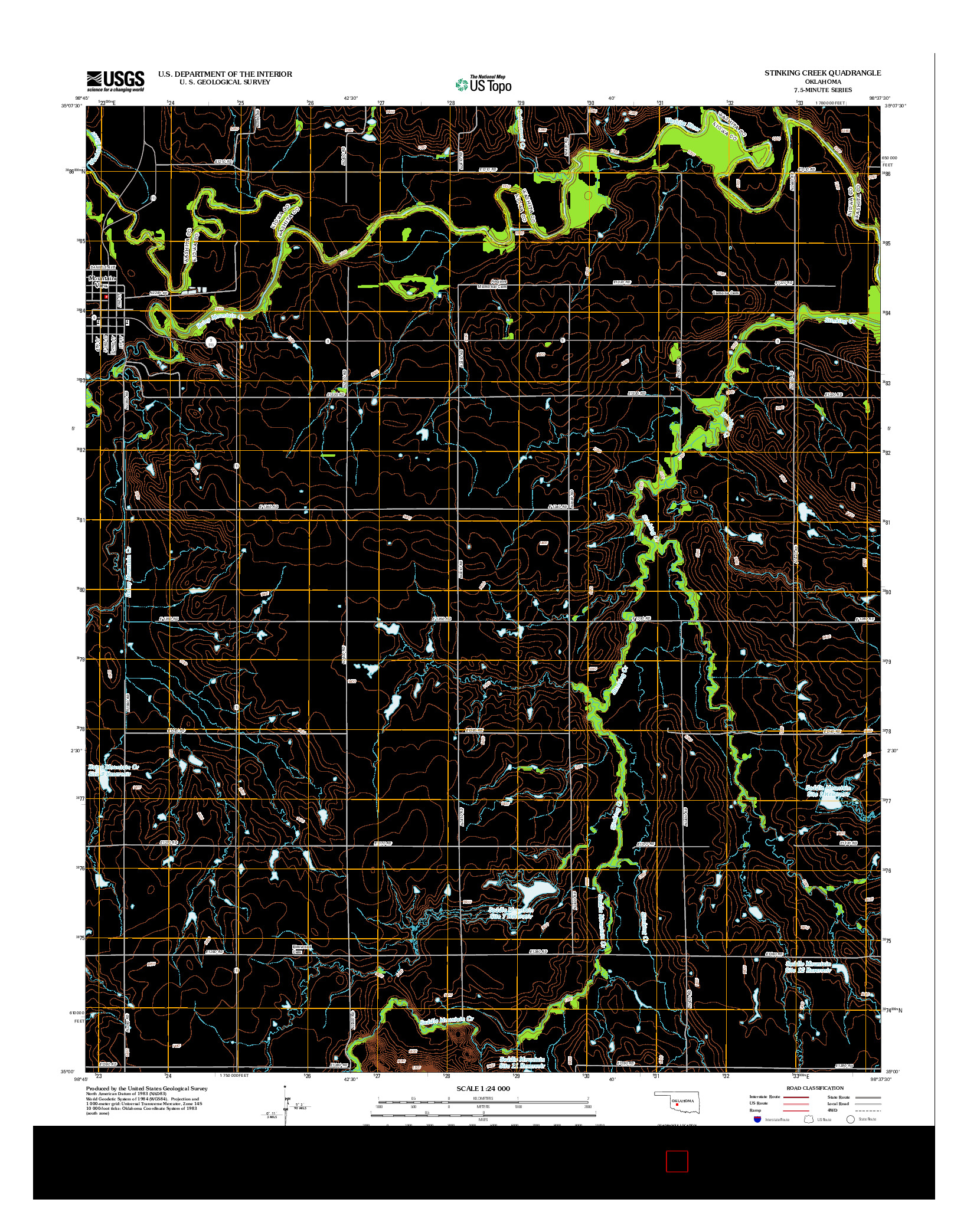 USGS US TOPO 7.5-MINUTE MAP FOR STINKING CREEK, OK 2012
