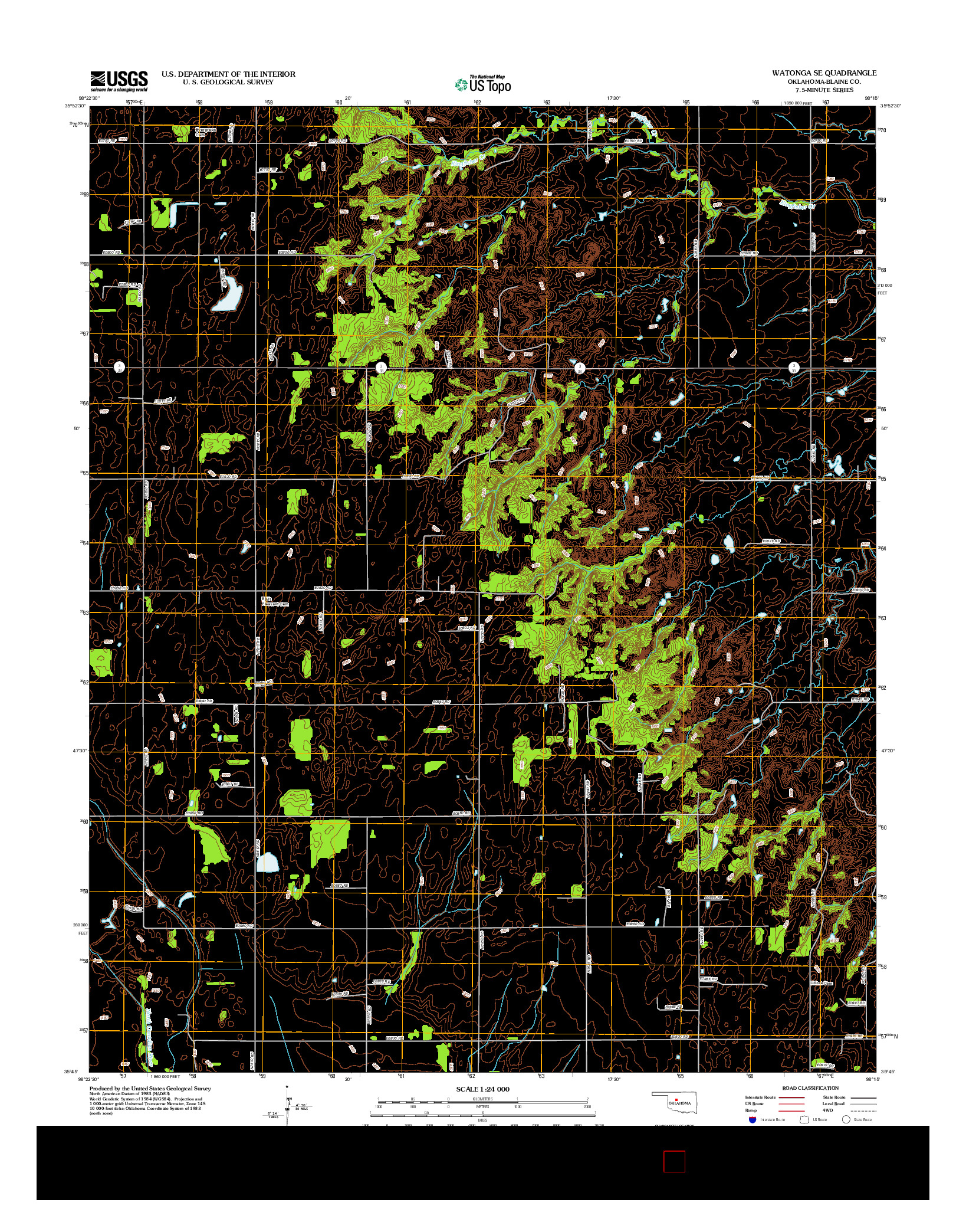 USGS US TOPO 7.5-MINUTE MAP FOR WATONGA SE, OK 2012