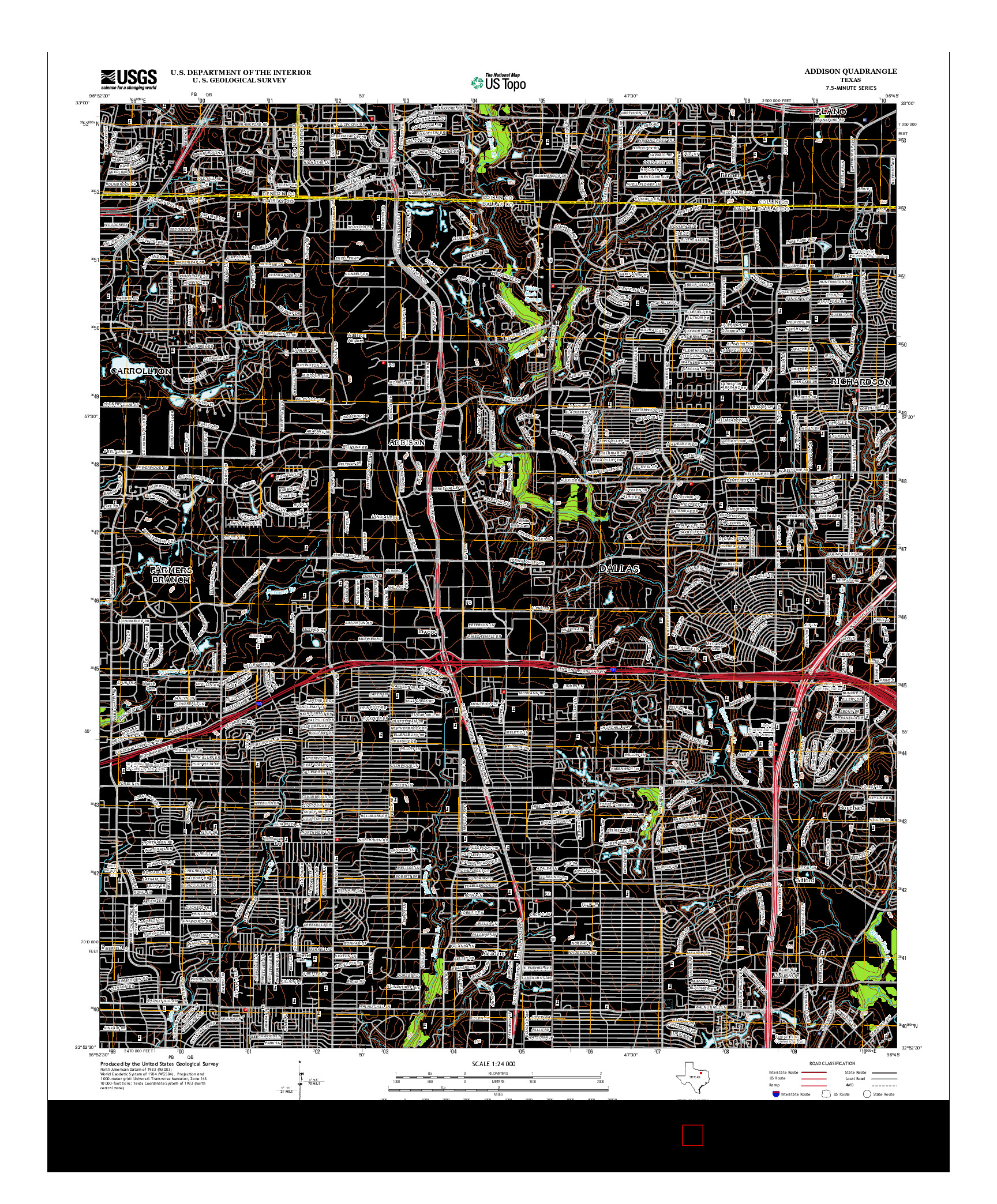 USGS US TOPO 7.5-MINUTE MAP FOR ADDISON, TX 2012
