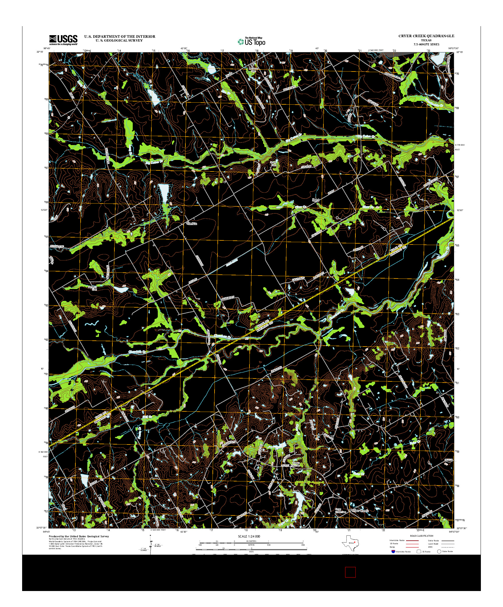 USGS US TOPO 7.5-MINUTE MAP FOR CRYER CREEK, TX 2012