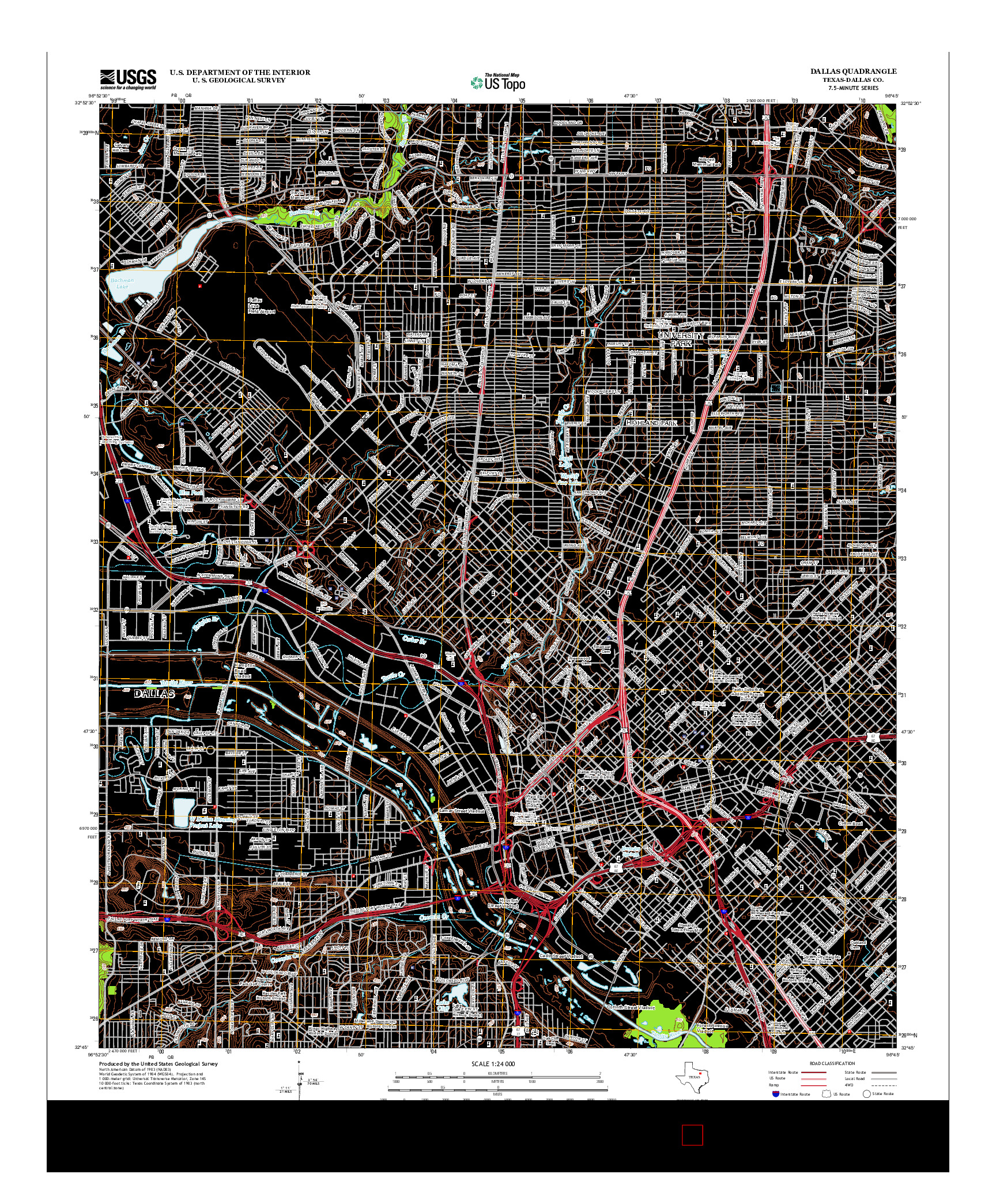 USGS US TOPO 7.5-MINUTE MAP FOR DALLAS, TX 2012