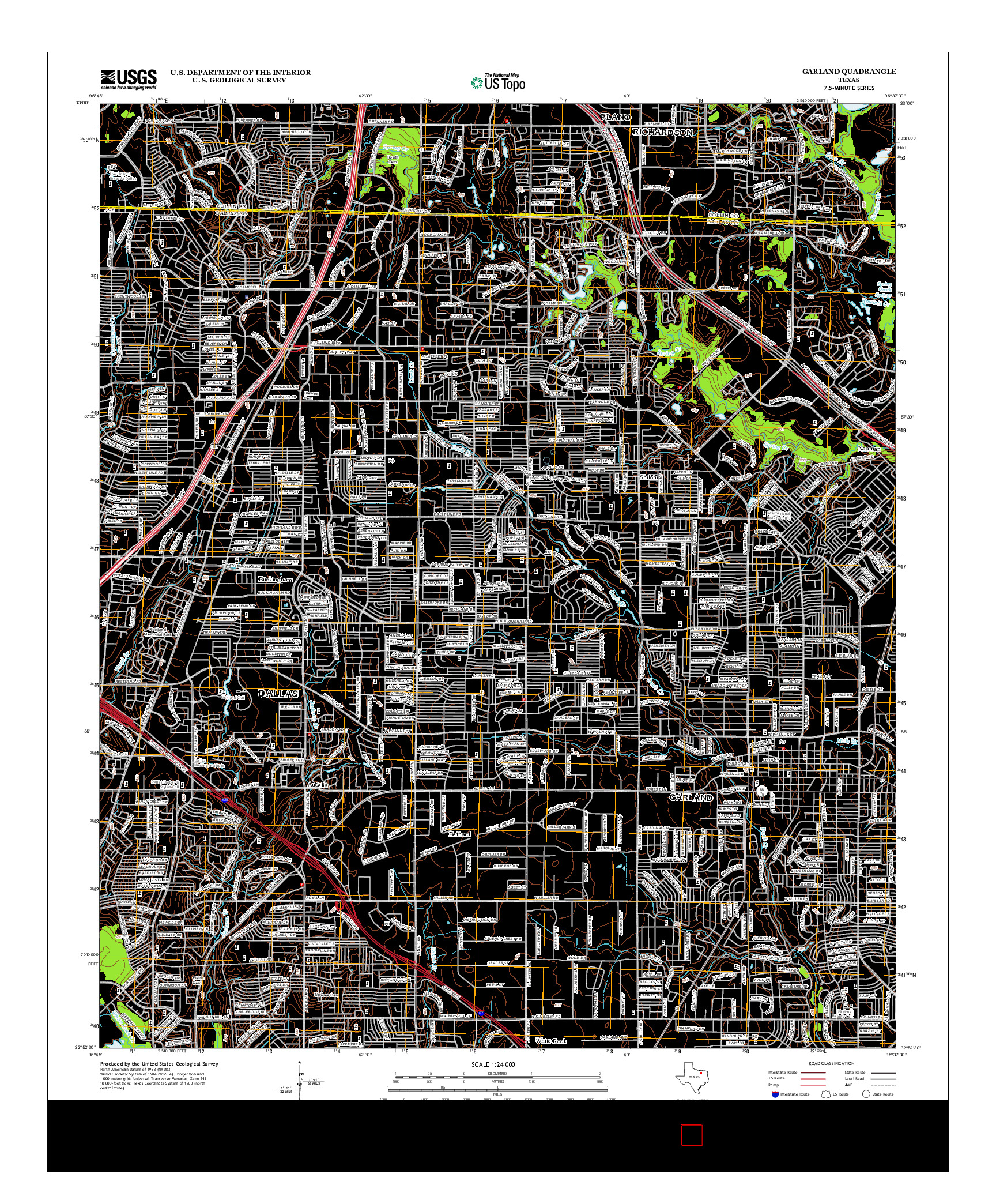 USGS US TOPO 7.5-MINUTE MAP FOR GARLAND, TX 2012