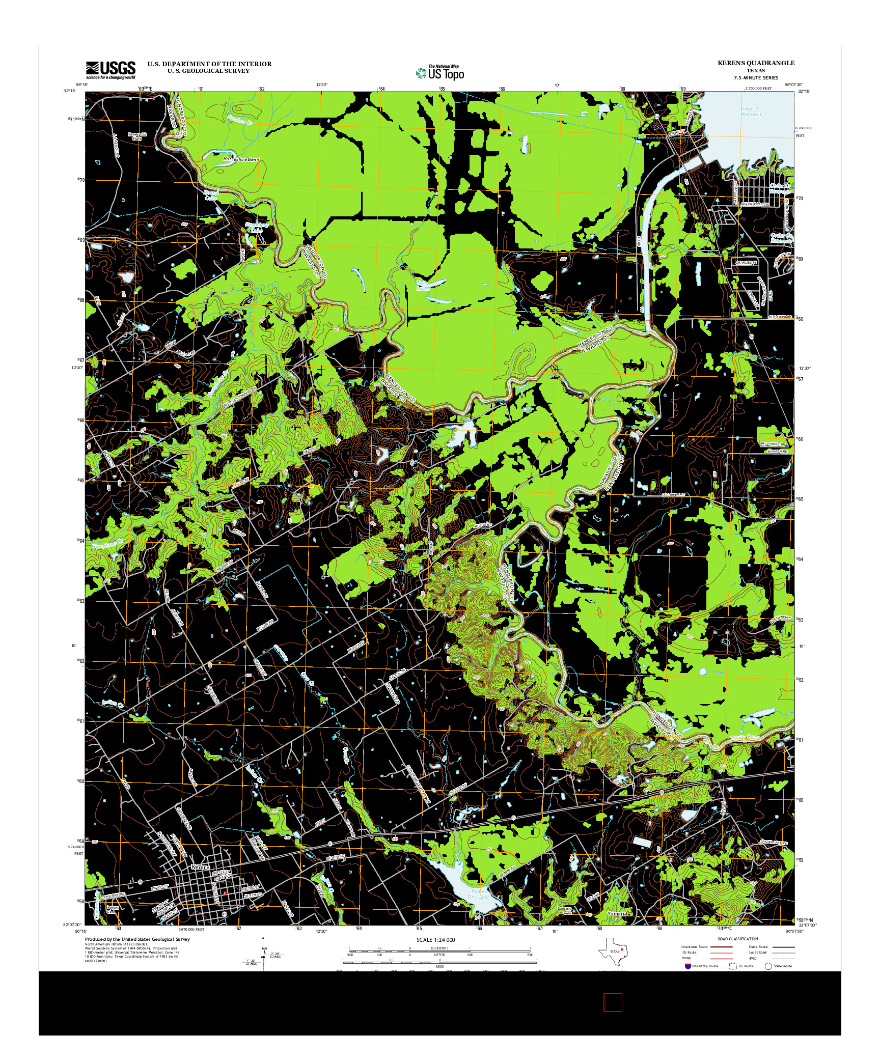 USGS US TOPO 7.5-MINUTE MAP FOR KERENS, TX 2012