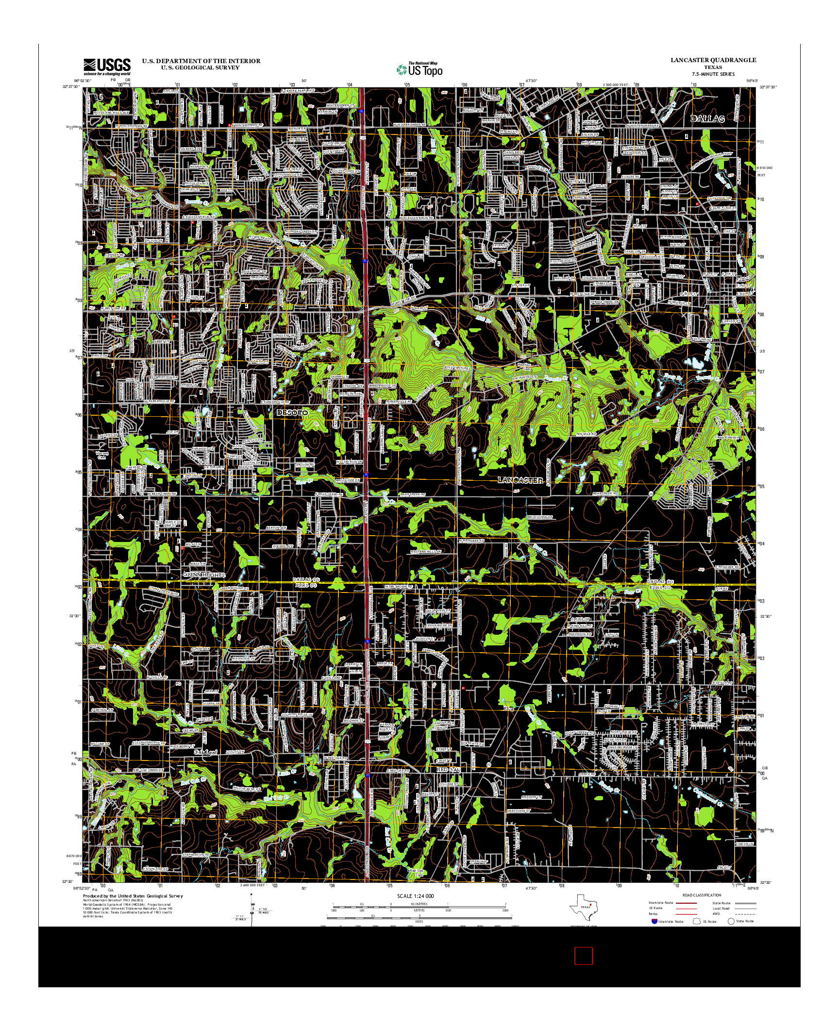 USGS US TOPO 7.5-MINUTE MAP FOR LANCASTER, TX 2012