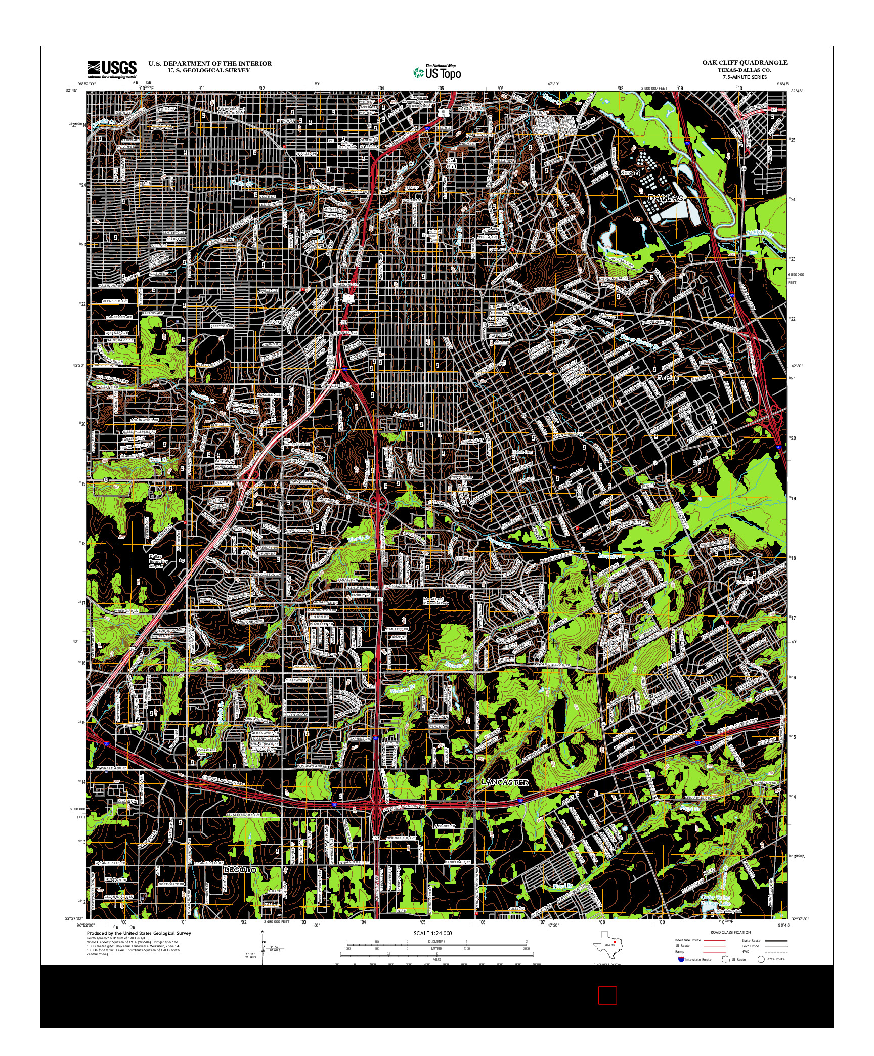 USGS US TOPO 7.5-MINUTE MAP FOR OAK CLIFF, TX 2012