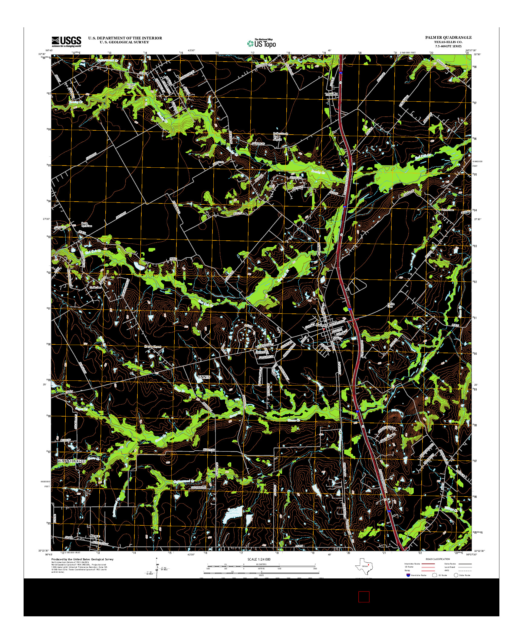 USGS US TOPO 7.5-MINUTE MAP FOR PALMER, TX 2012