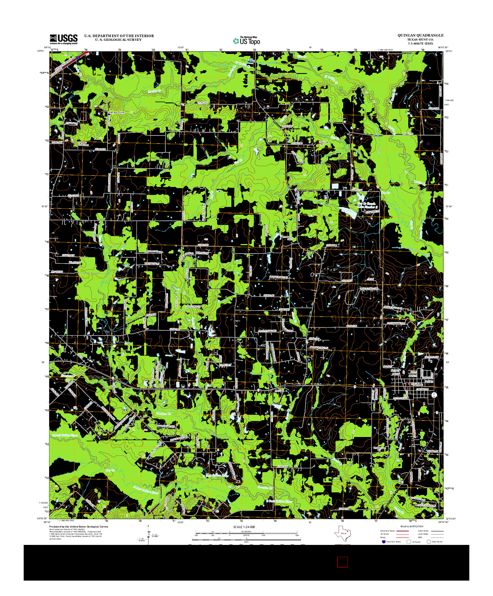 USGS US TOPO 7.5-MINUTE MAP FOR QUINLAN, TX 2012