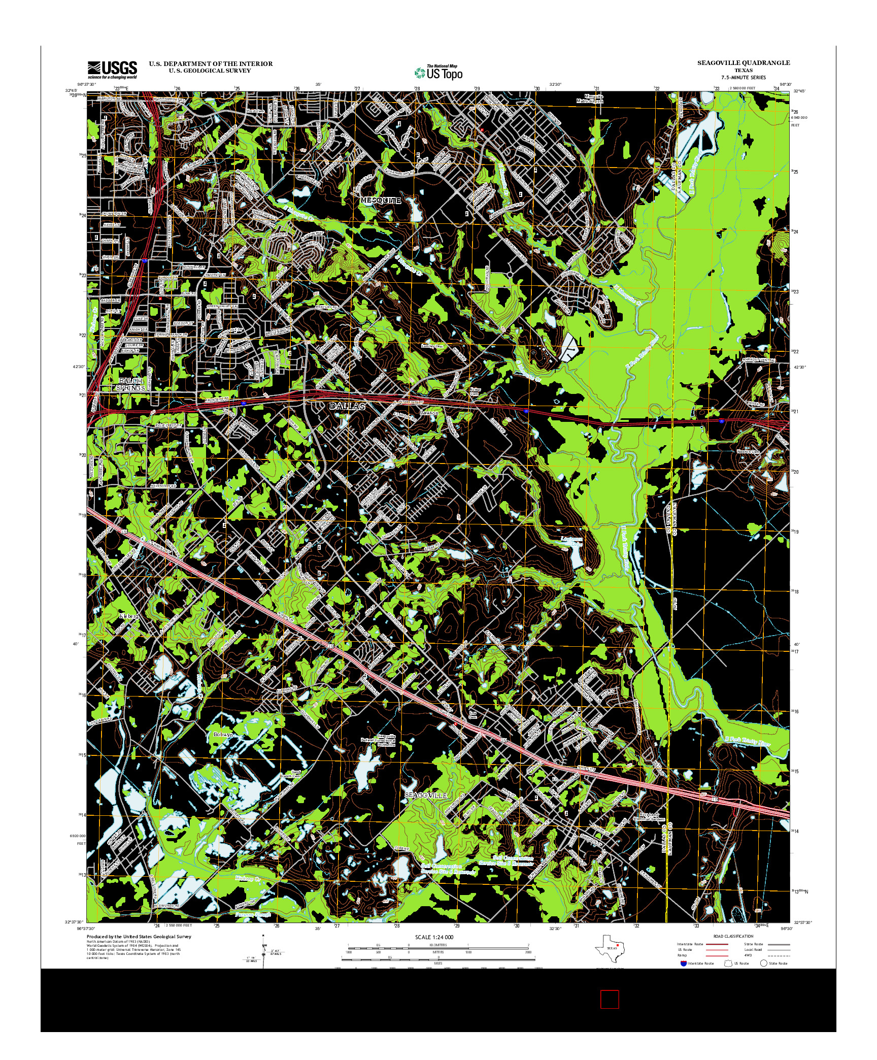 USGS US TOPO 7.5-MINUTE MAP FOR SEAGOVILLE, TX 2012
