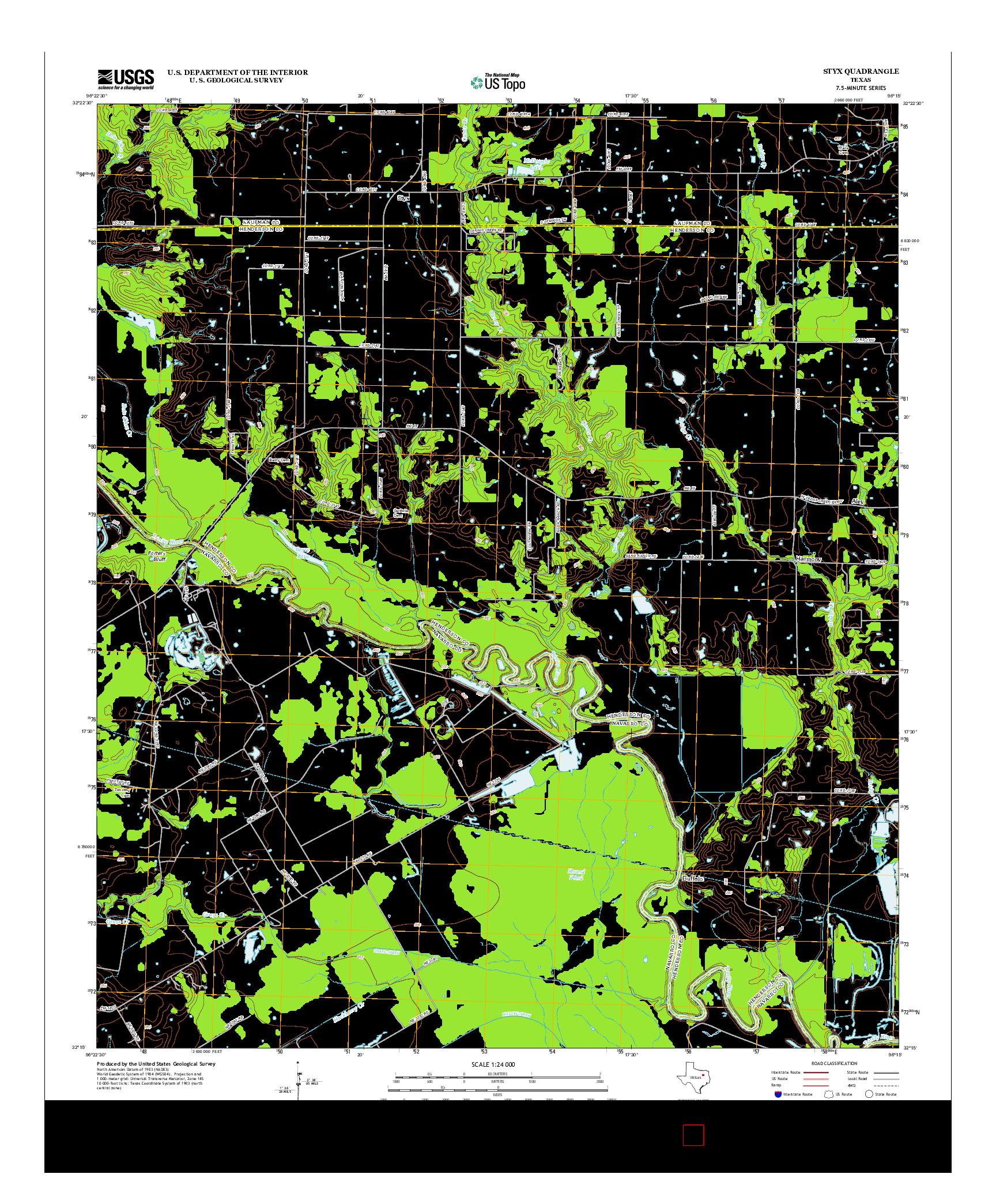 USGS US TOPO 7.5-MINUTE MAP FOR STYX, TX 2012