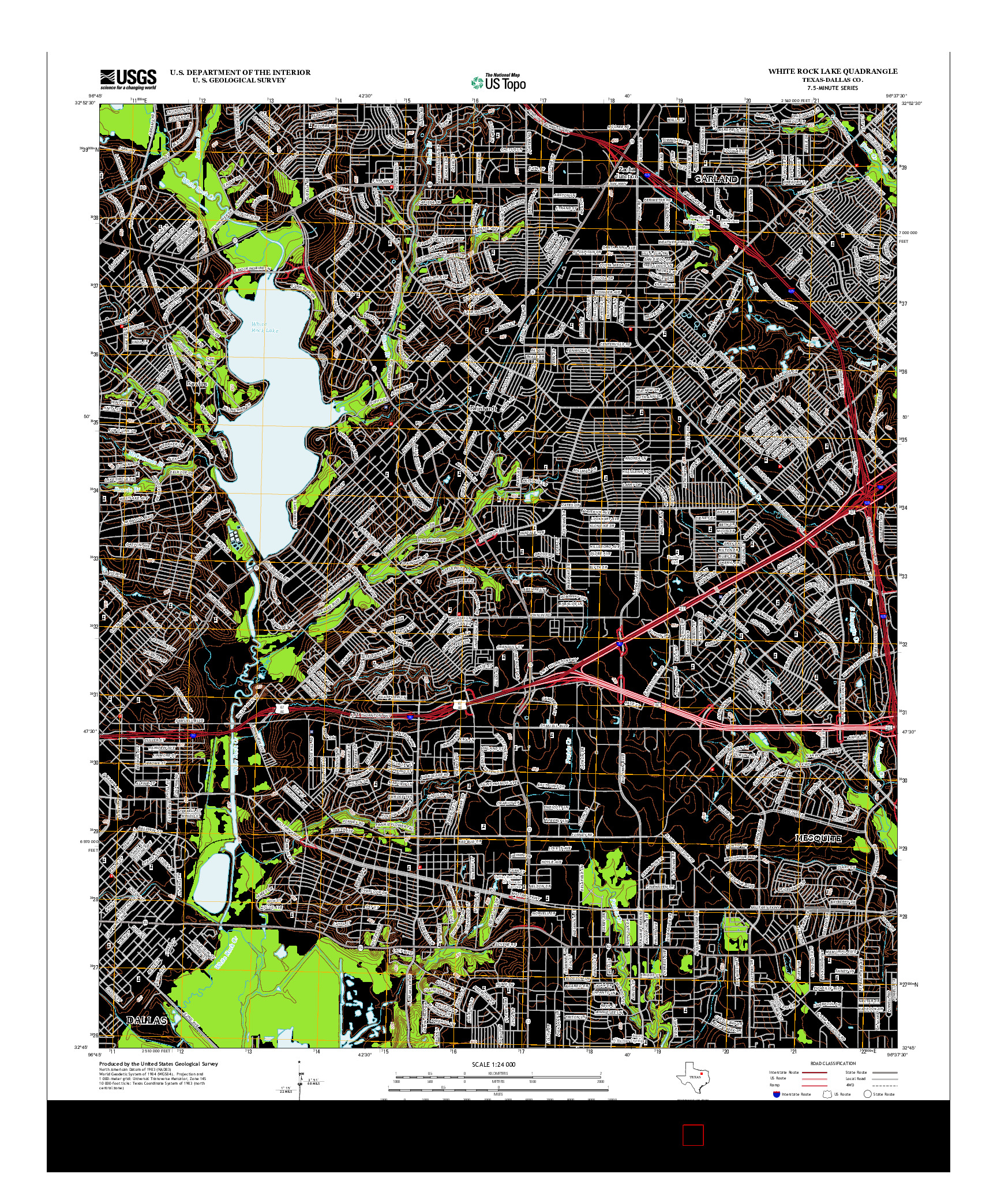 USGS US TOPO 7.5-MINUTE MAP FOR WHITE ROCK LAKE, TX 2012