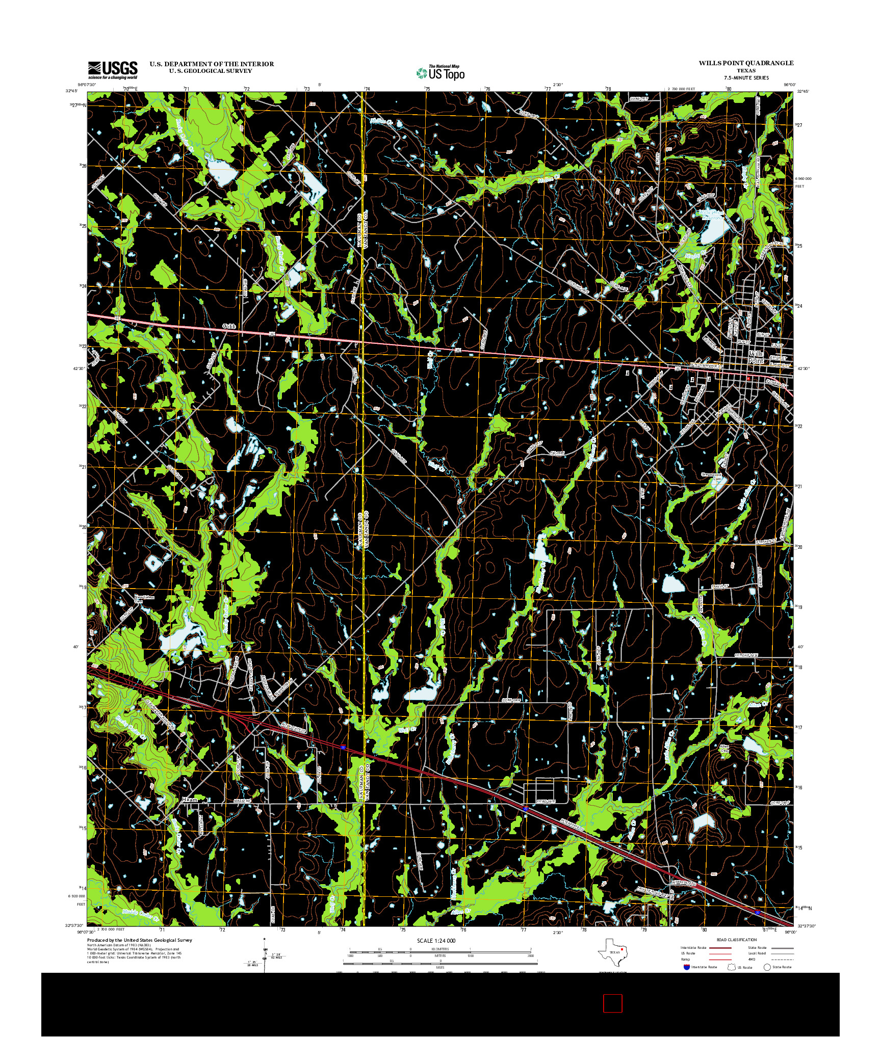 USGS US TOPO 7.5-MINUTE MAP FOR WILLS POINT, TX 2012