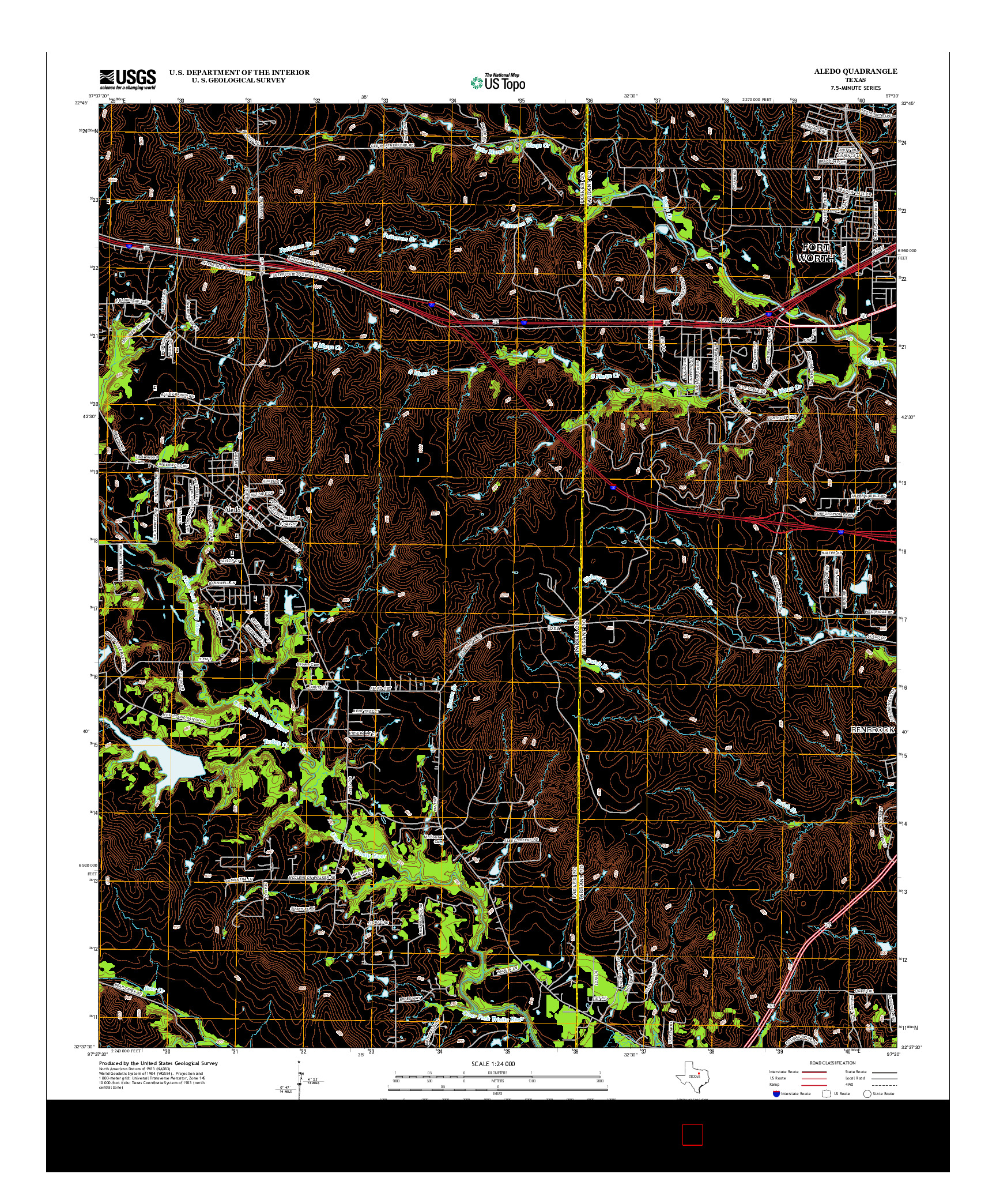 USGS US TOPO 7.5-MINUTE MAP FOR ALEDO, TX 2012