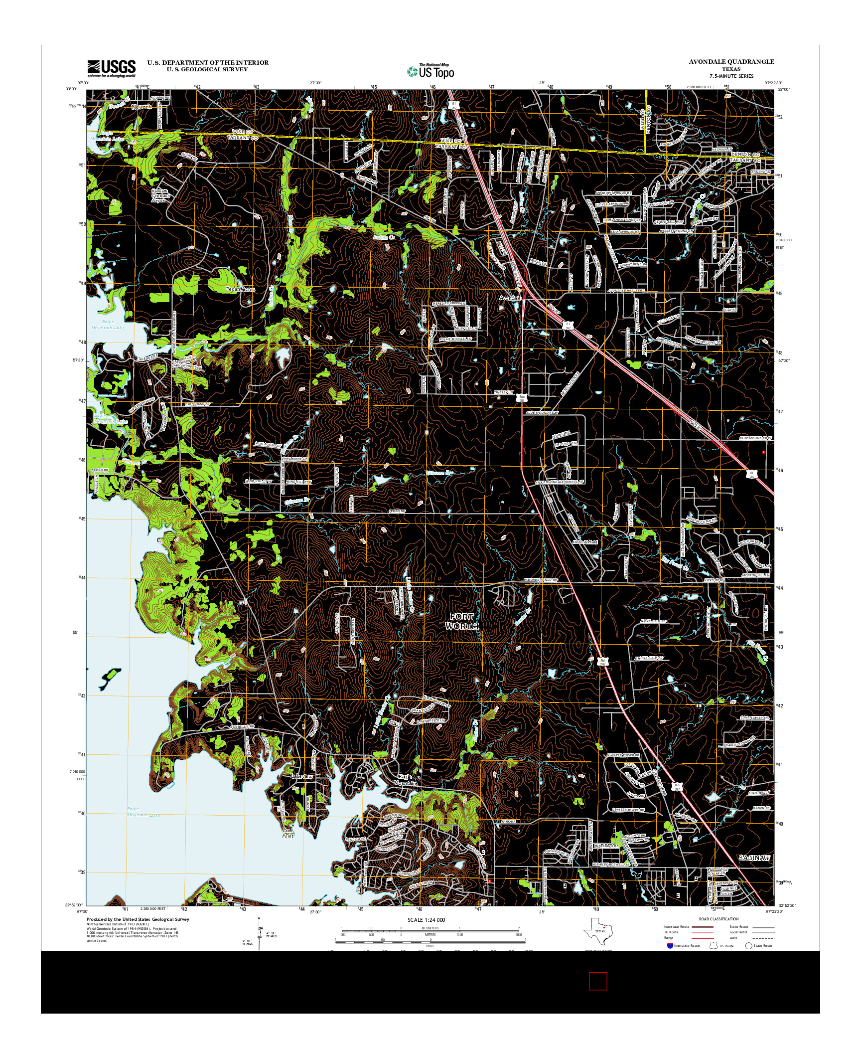 USGS US TOPO 7.5-MINUTE MAP FOR AVONDALE, TX 2012