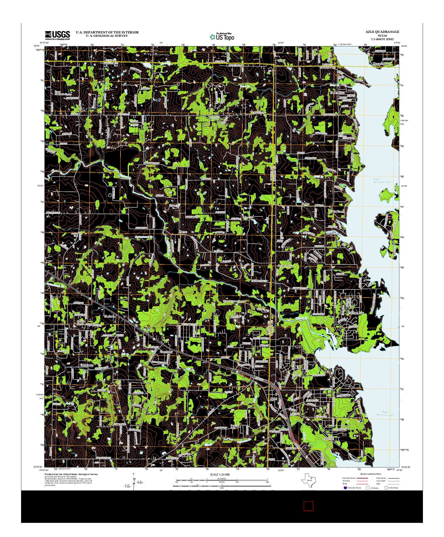 USGS US TOPO 7.5-MINUTE MAP FOR AZLE, TX 2012