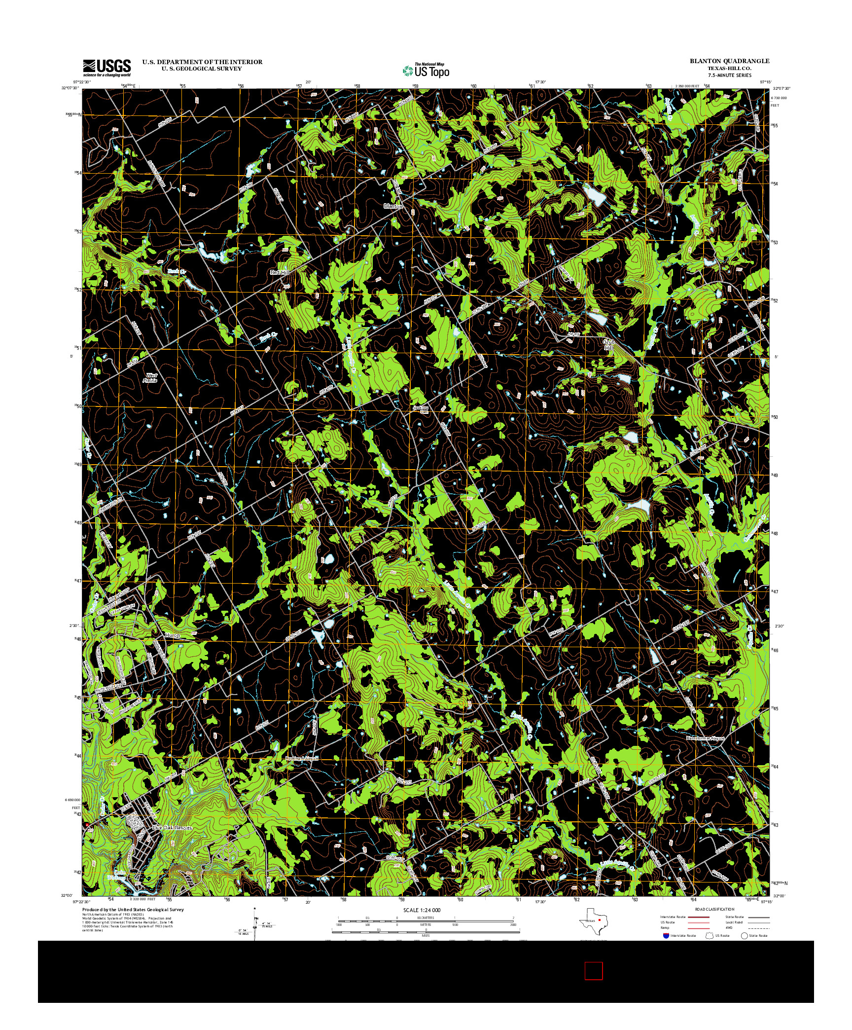 USGS US TOPO 7.5-MINUTE MAP FOR BLANTON, TX 2012