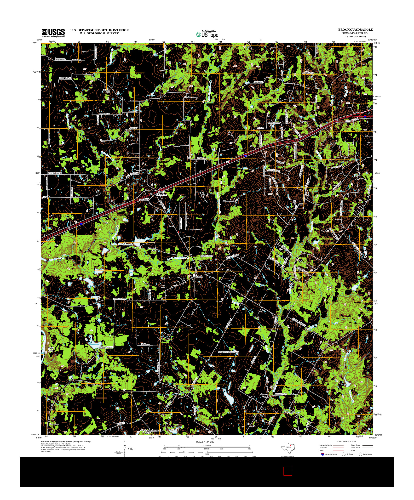 USGS US TOPO 7.5-MINUTE MAP FOR BROCK, TX 2012