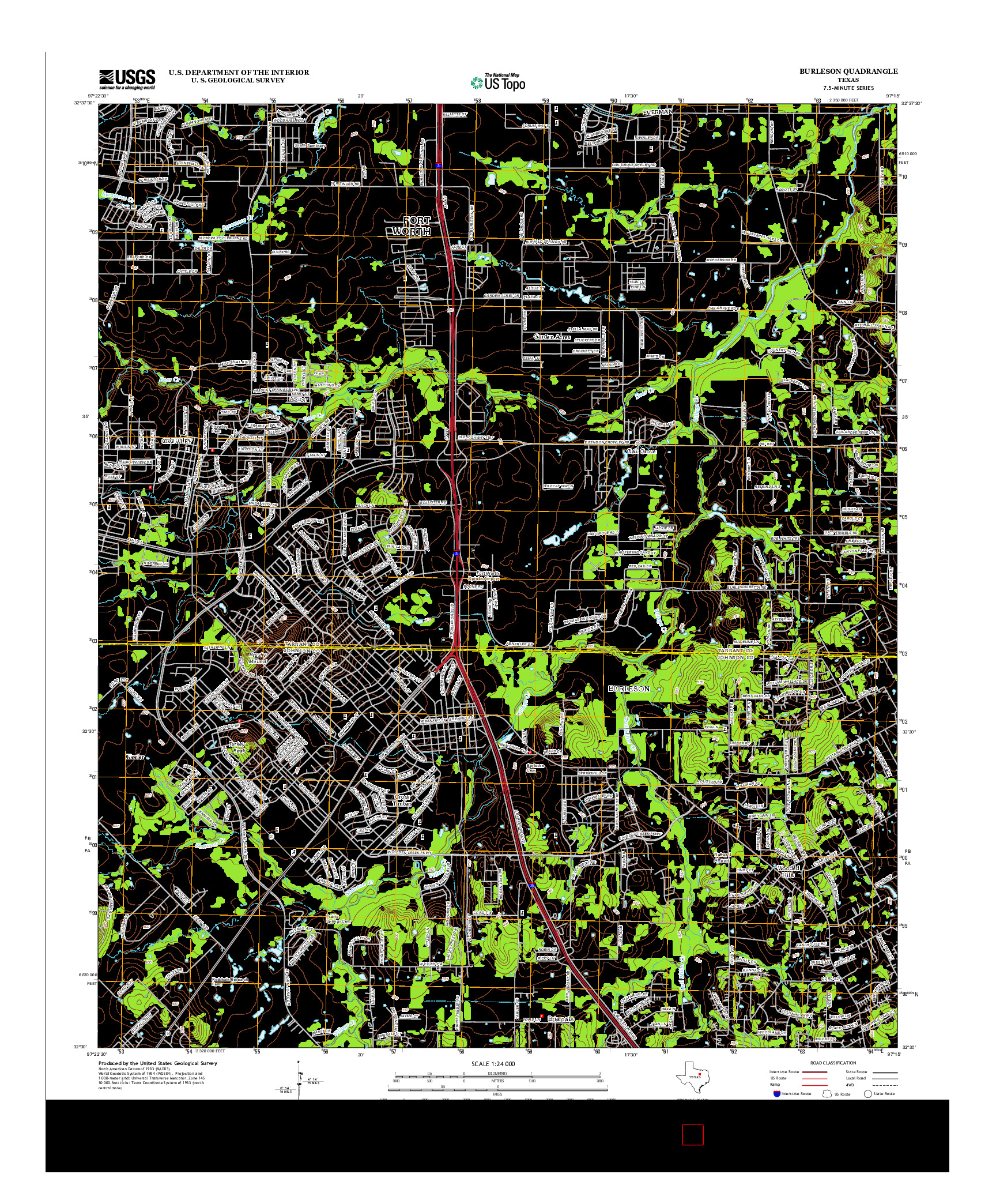 USGS US TOPO 7.5-MINUTE MAP FOR BURLESON, TX 2012