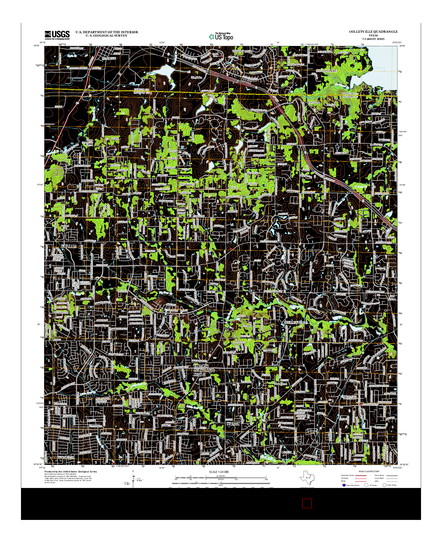 USGS US TOPO 7.5-MINUTE MAP FOR COLLEYVILLE, TX 2012