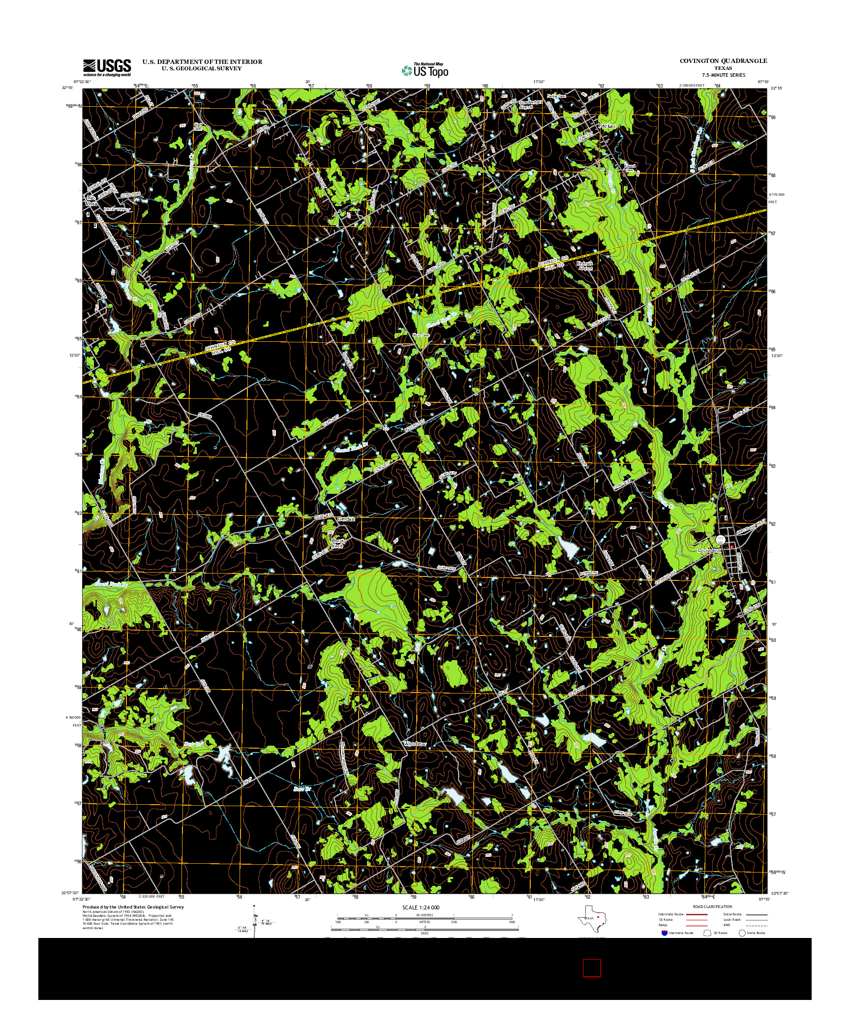 USGS US TOPO 7.5-MINUTE MAP FOR COVINGTON, TX 2012