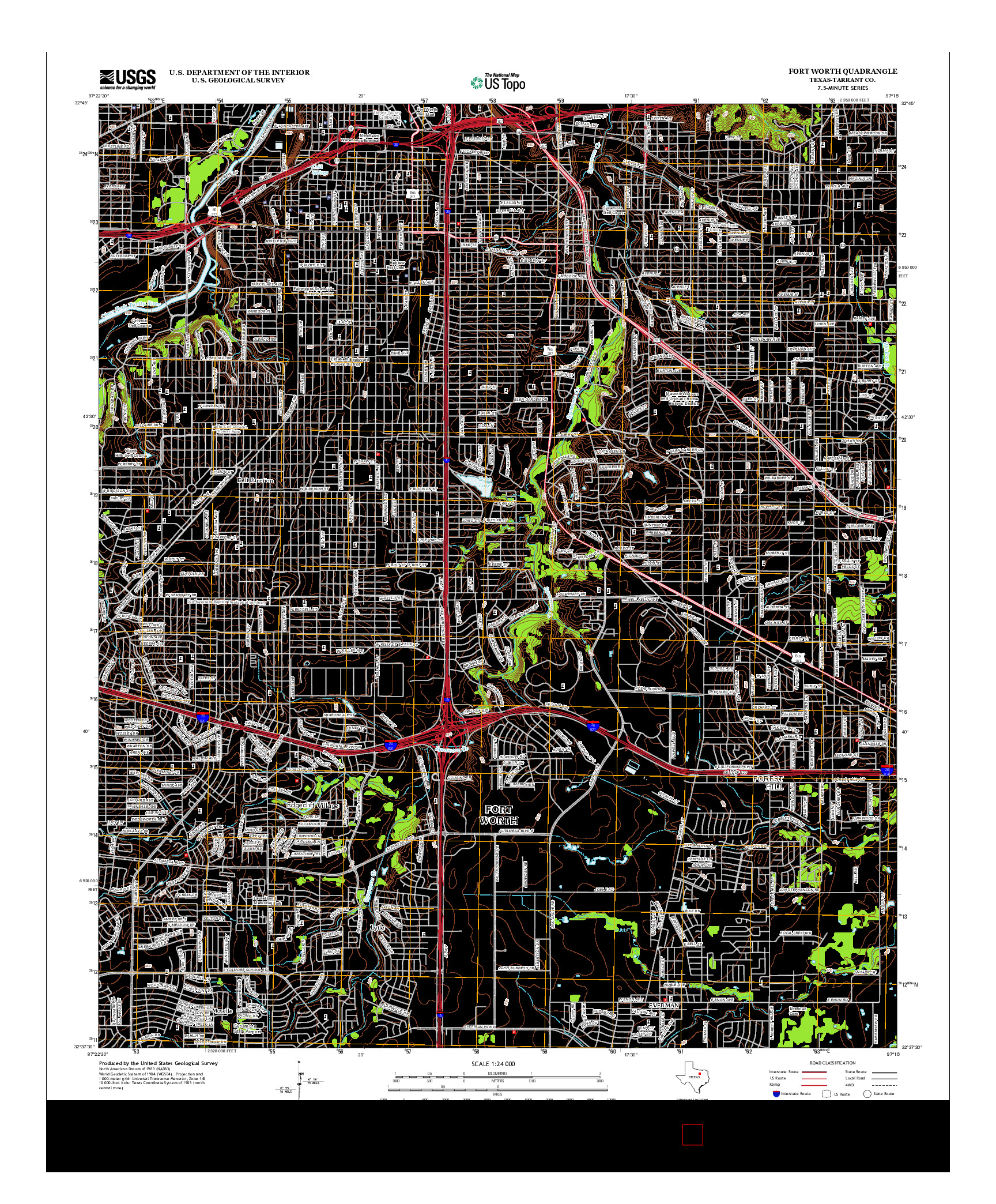 USGS US TOPO 7.5-MINUTE MAP FOR FORT WORTH, TX 2012