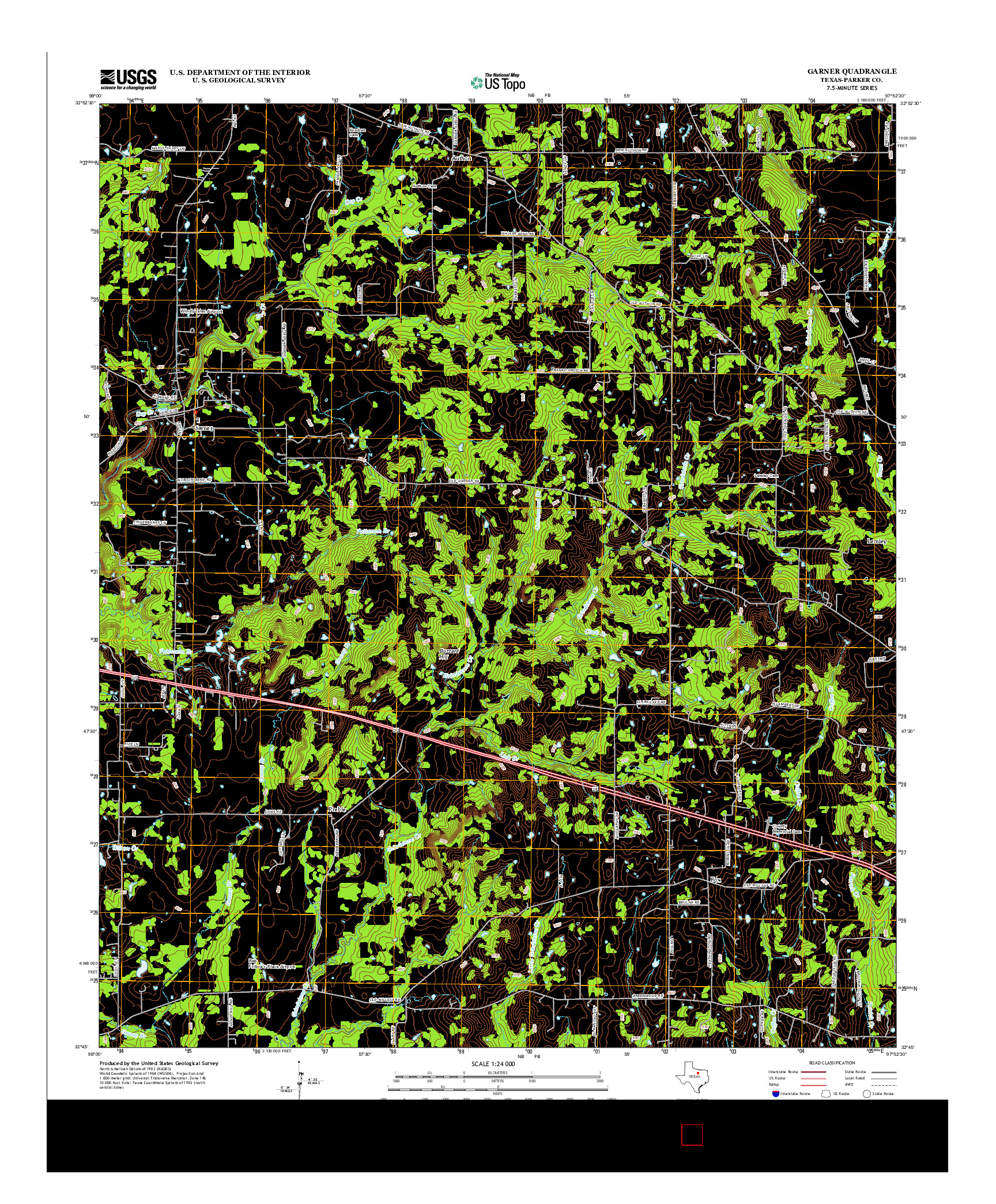 USGS US TOPO 7.5-MINUTE MAP FOR GARNER, TX 2012