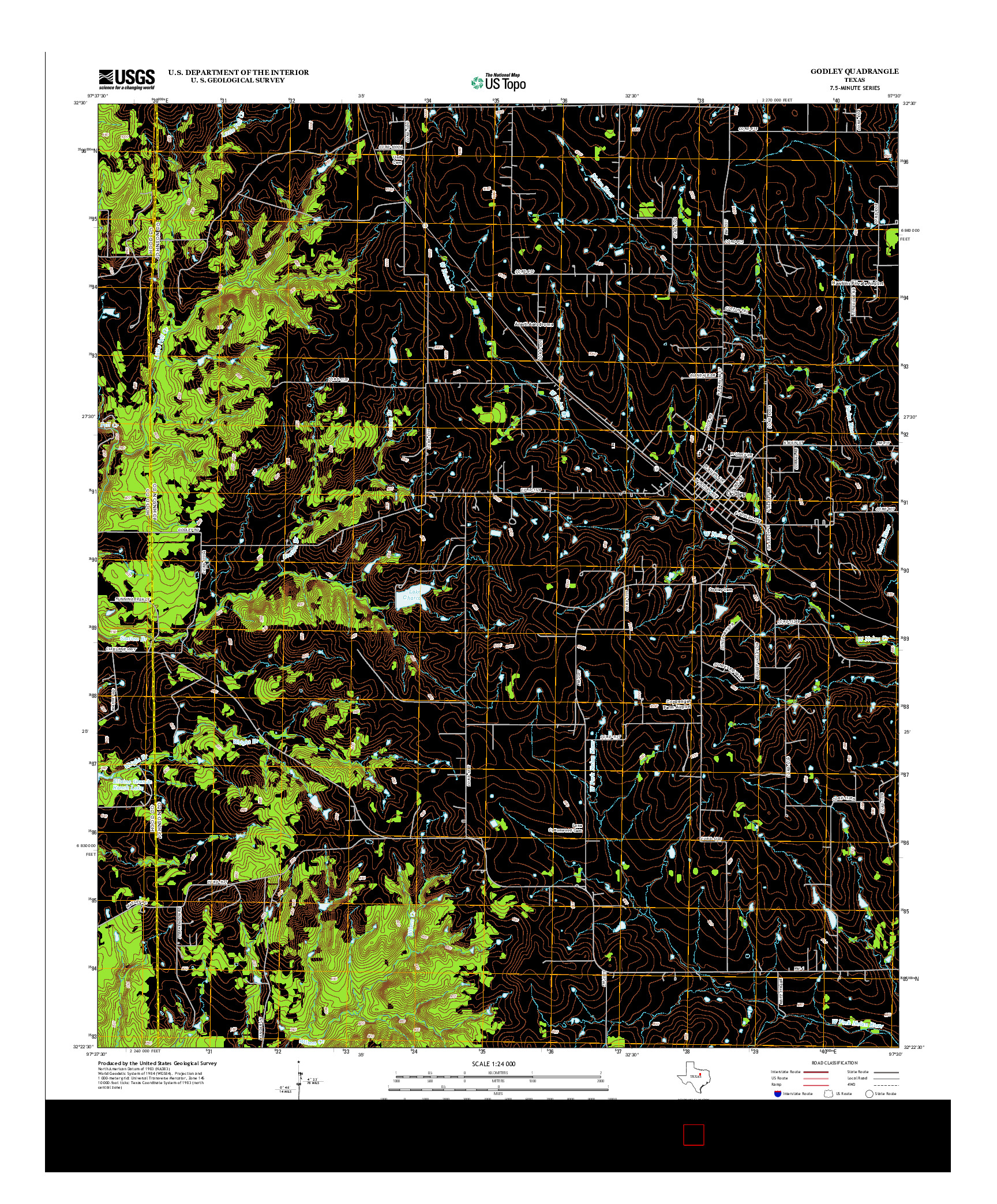 USGS US TOPO 7.5-MINUTE MAP FOR GODLEY, TX 2012