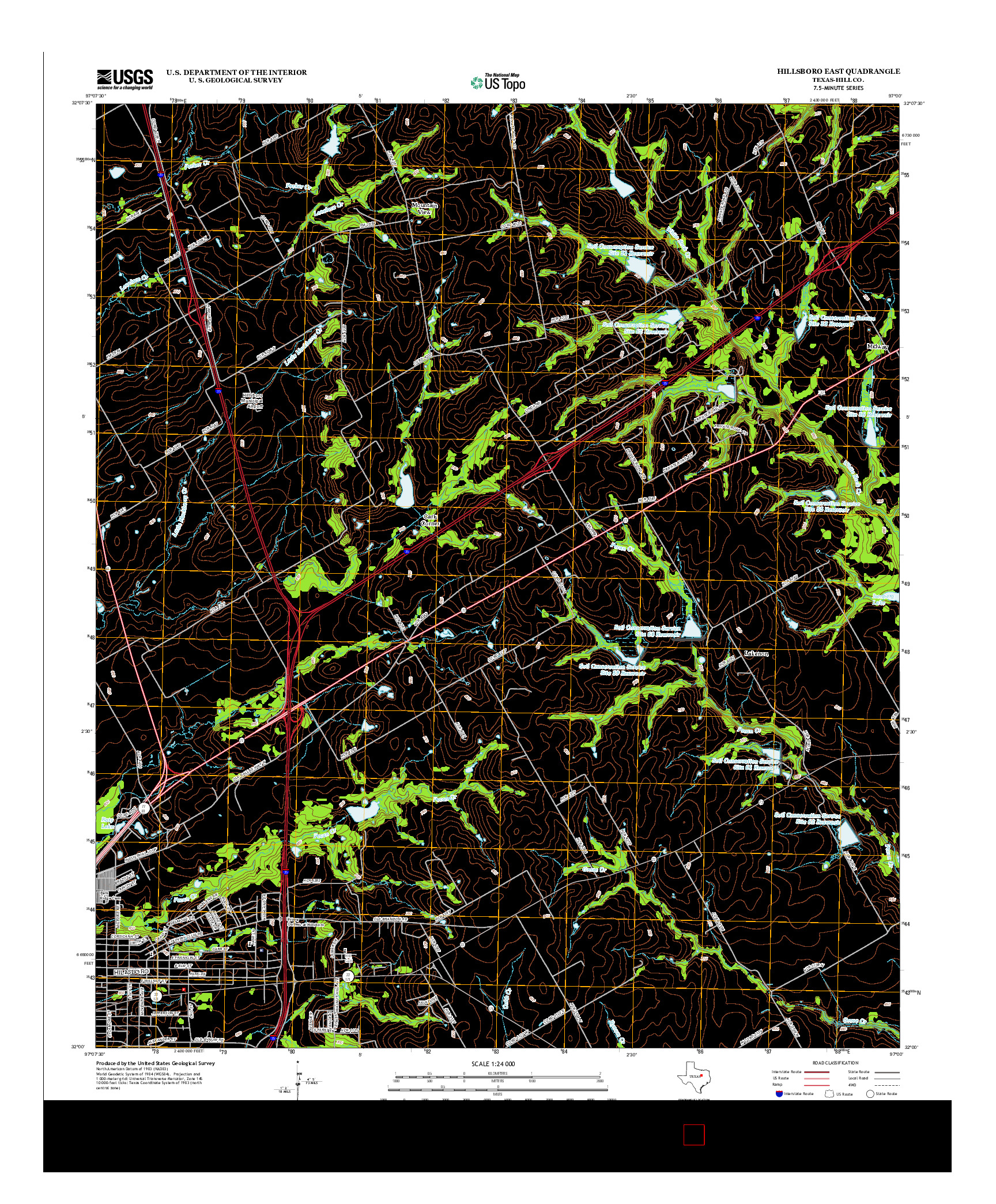 USGS US TOPO 7.5-MINUTE MAP FOR HILLSBORO EAST, TX 2012