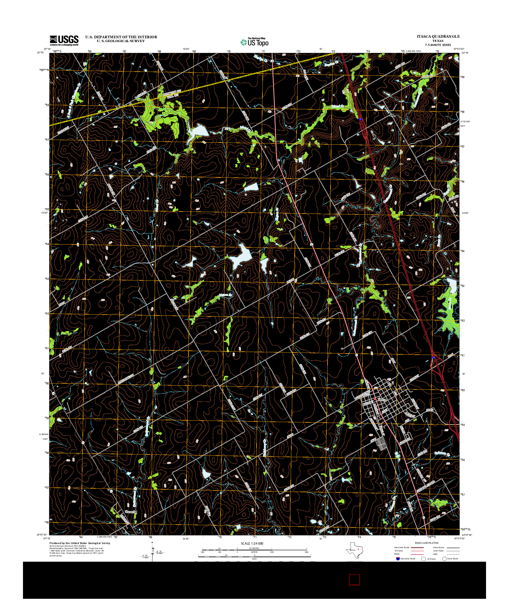 USGS US TOPO 7.5-MINUTE MAP FOR ITASCA, TX 2012