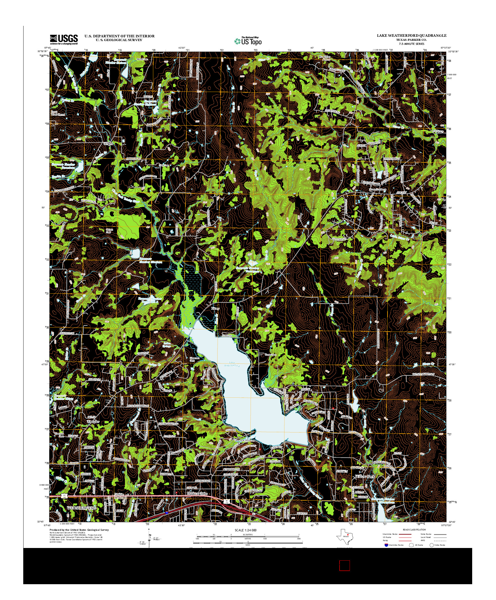 USGS US TOPO 7.5-MINUTE MAP FOR LAKE WEATHERFORD, TX 2012