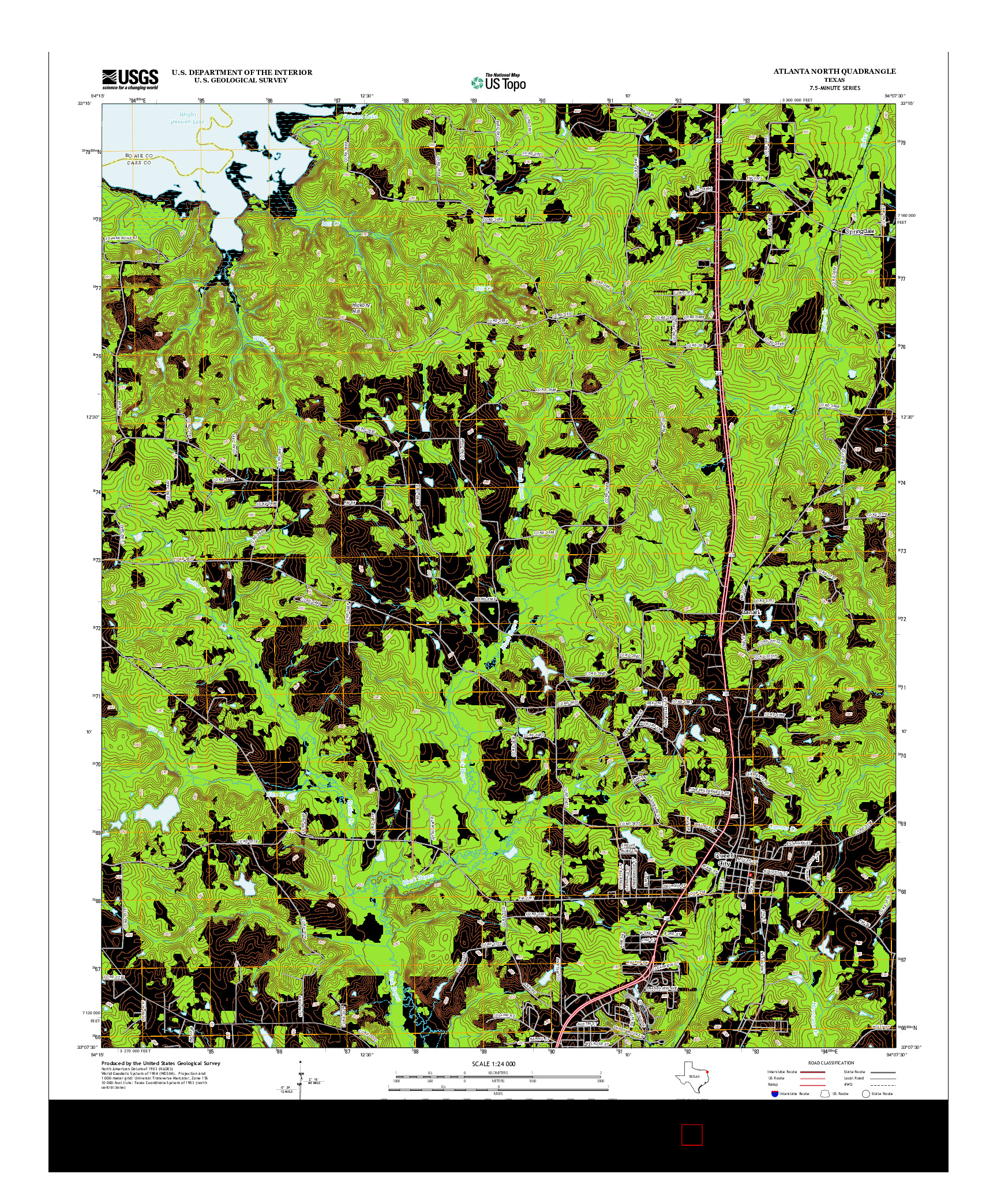 USGS US TOPO 7.5-MINUTE MAP FOR ATLANTA NORTH, TX 2012