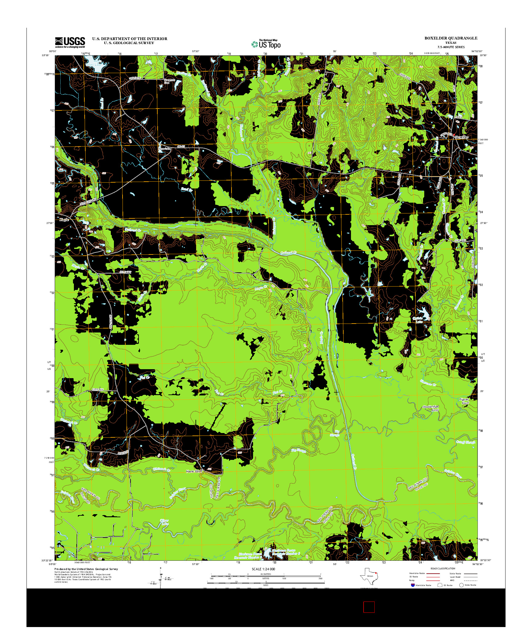 USGS US TOPO 7.5-MINUTE MAP FOR BOXELDER, TX 2012