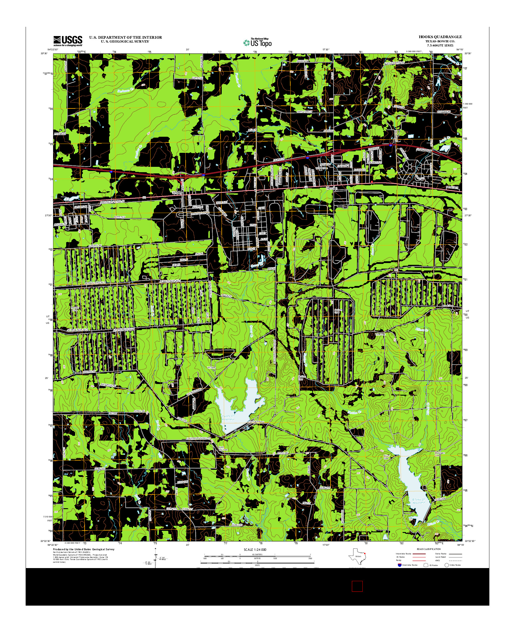 USGS US TOPO 7.5-MINUTE MAP FOR HOOKS, TX 2012