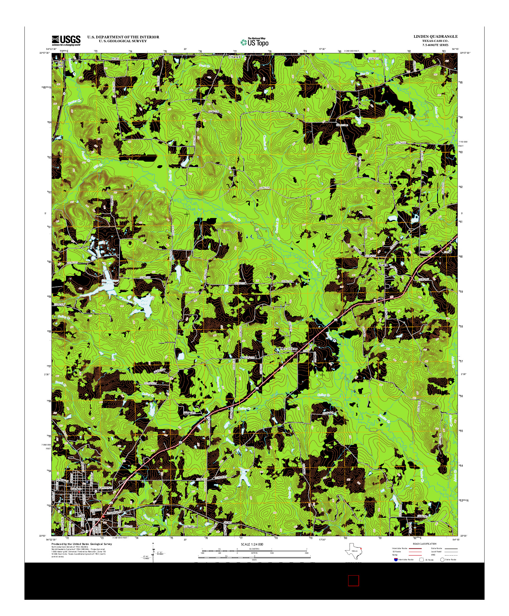 USGS US TOPO 7.5-MINUTE MAP FOR LINDEN, TX 2012