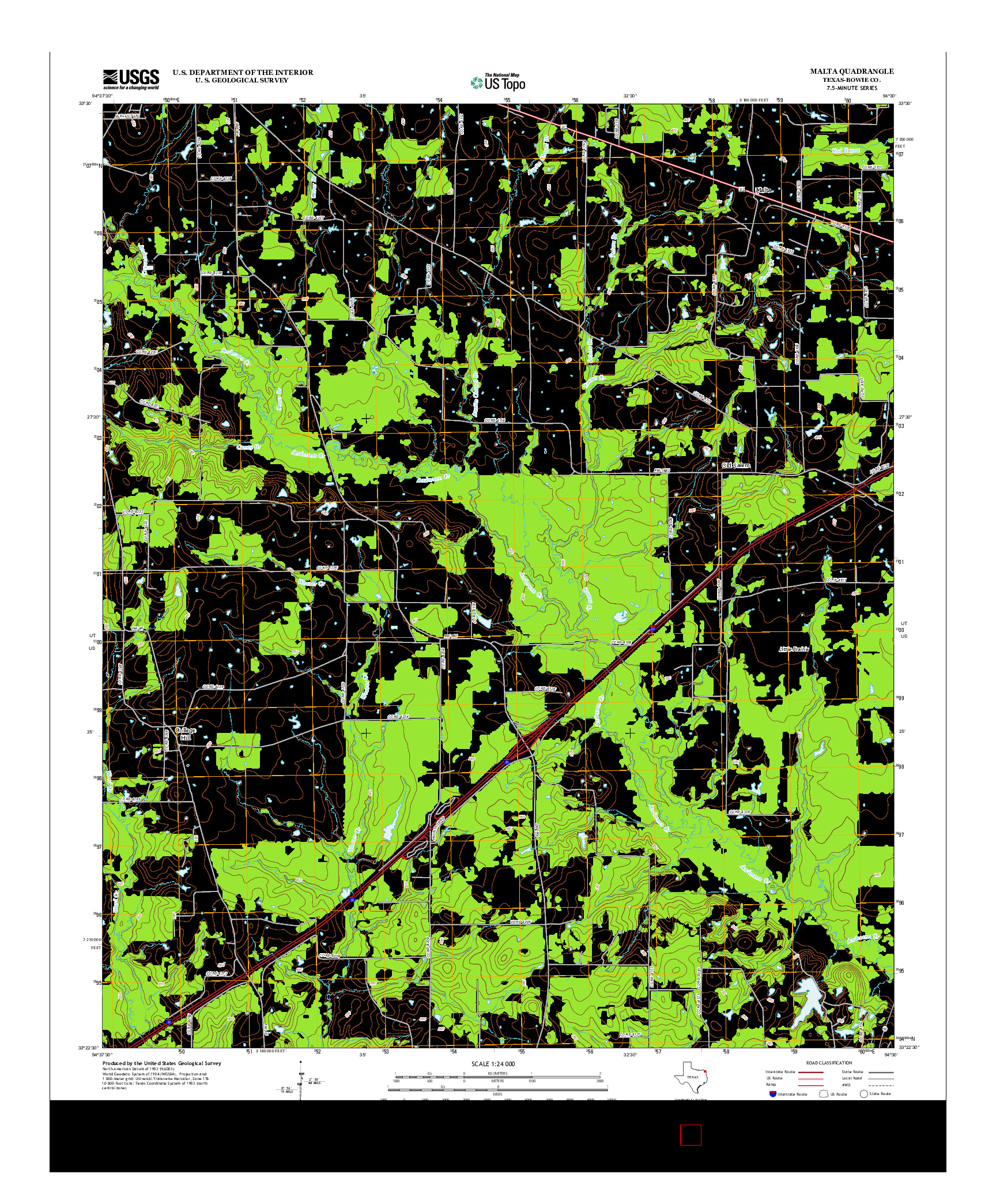 USGS US TOPO 7.5-MINUTE MAP FOR MALTA, TX 2012