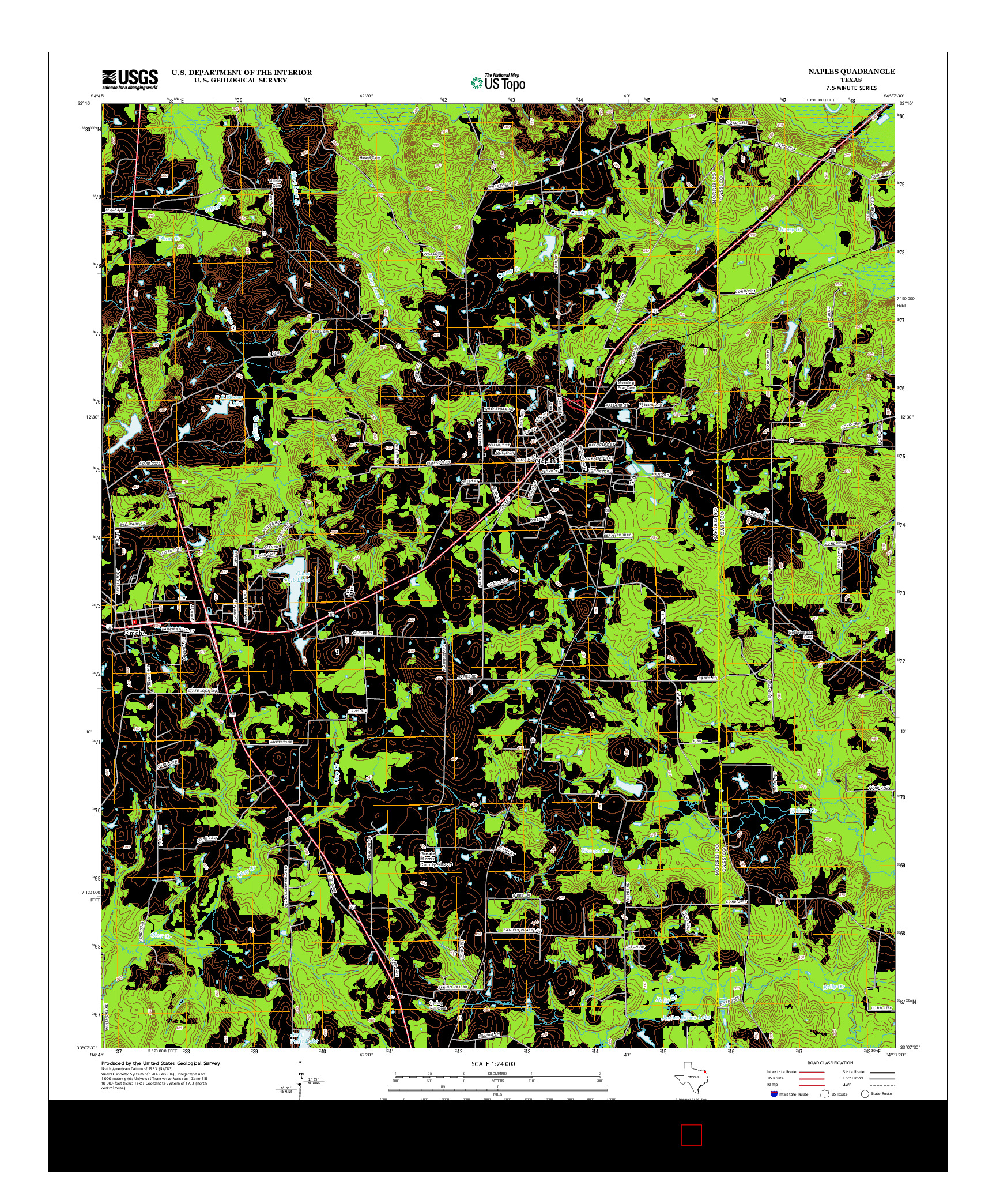 USGS US TOPO 7.5-MINUTE MAP FOR NAPLES, TX 2012