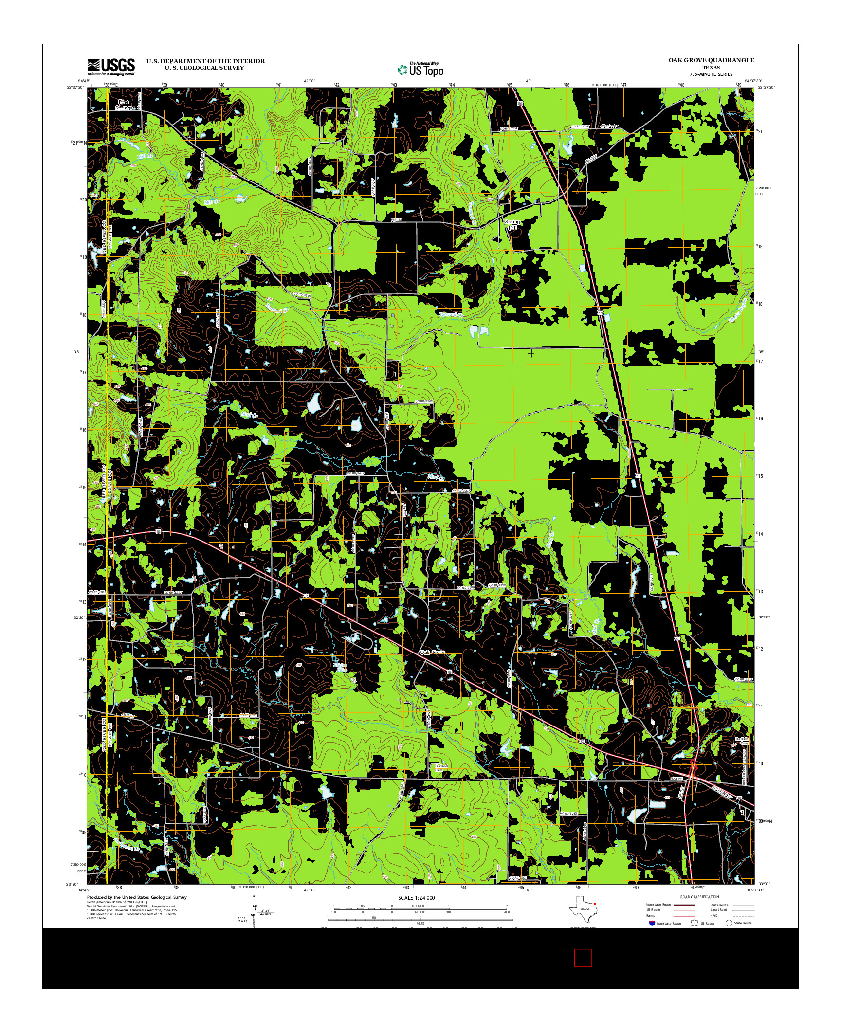 USGS US TOPO 7.5-MINUTE MAP FOR OAK GROVE, TX 2012