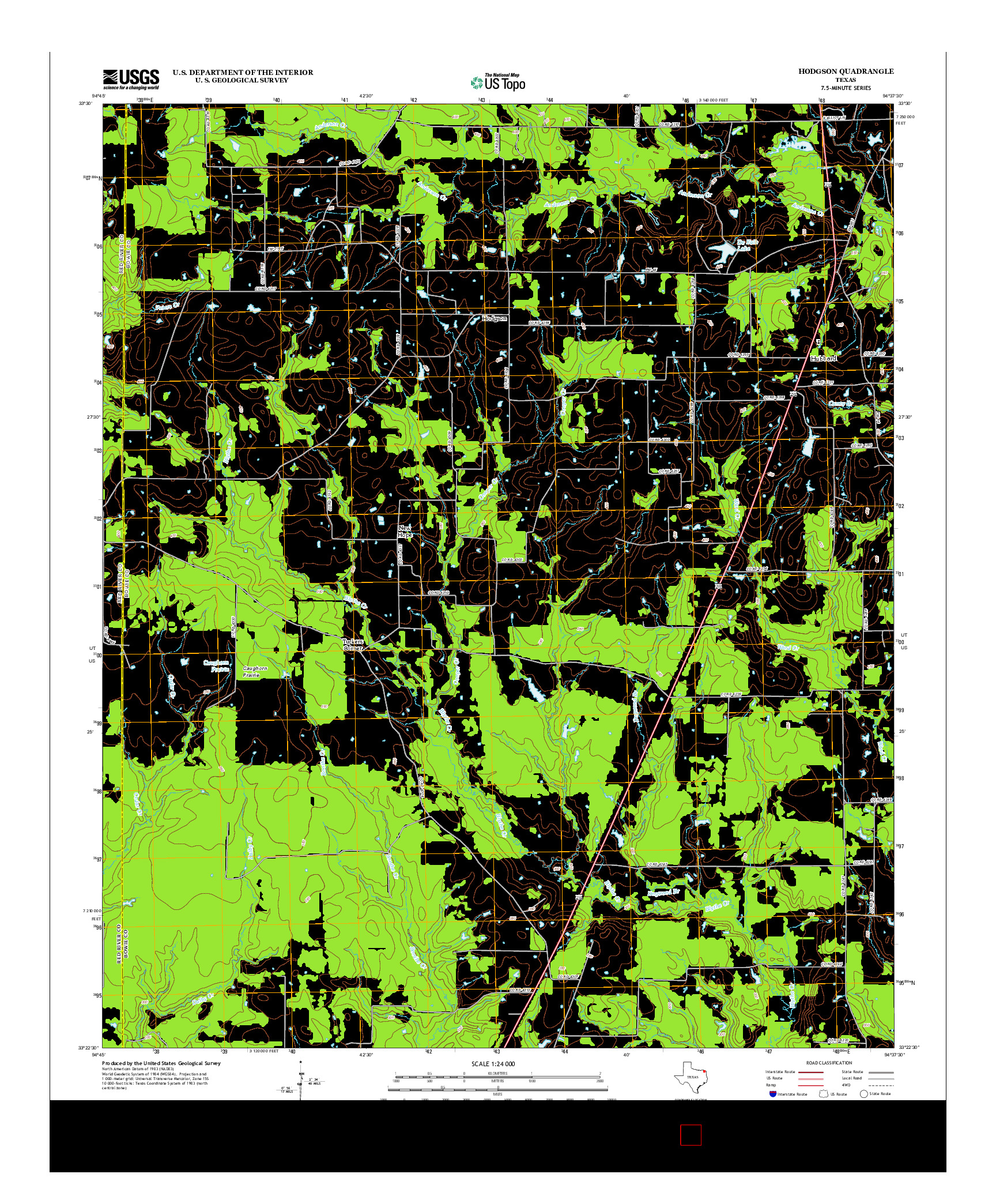USGS US TOPO 7.5-MINUTE MAP FOR HODGSON, TX 2012