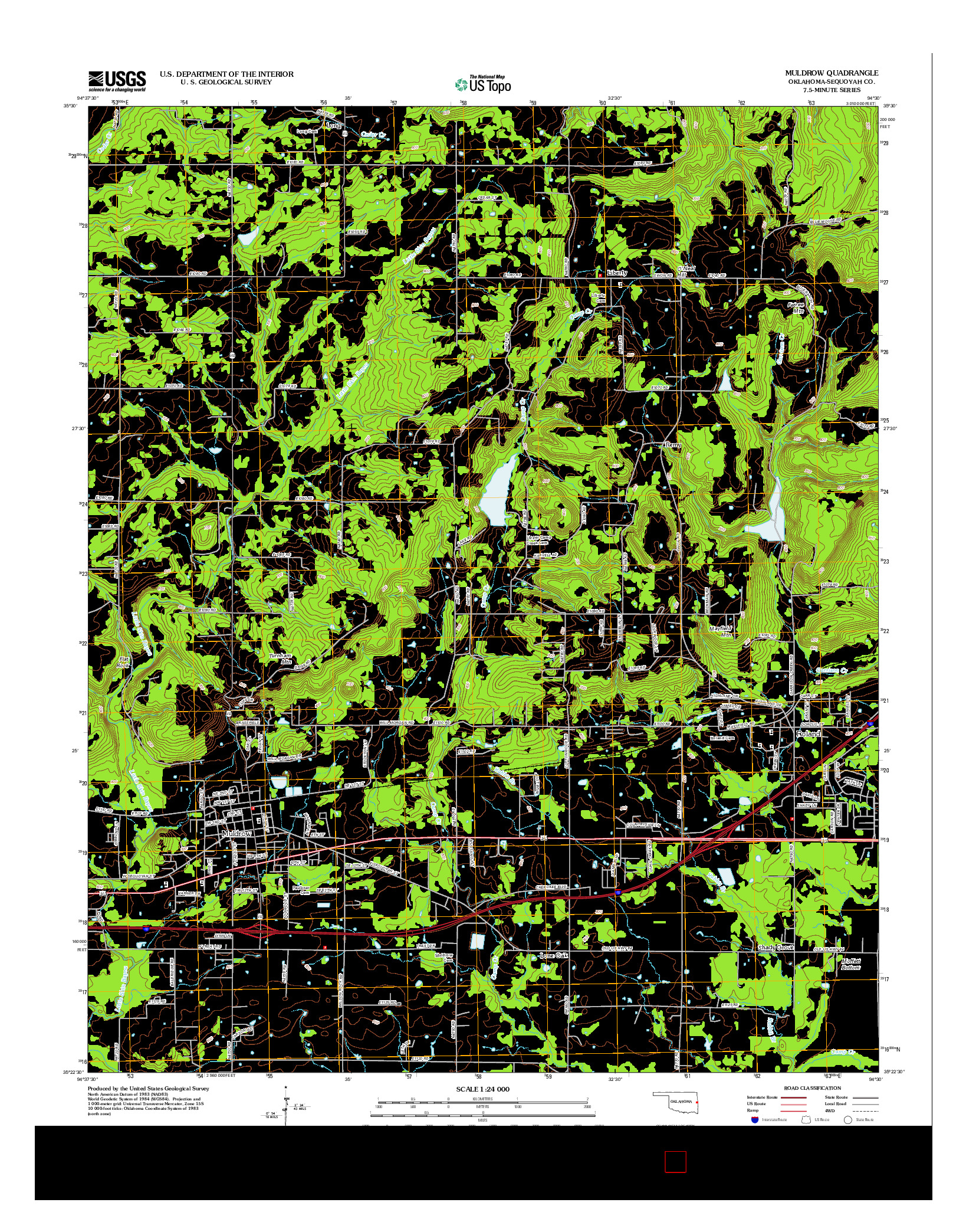 USGS US TOPO 7.5-MINUTE MAP FOR MULDROW, OK 2012