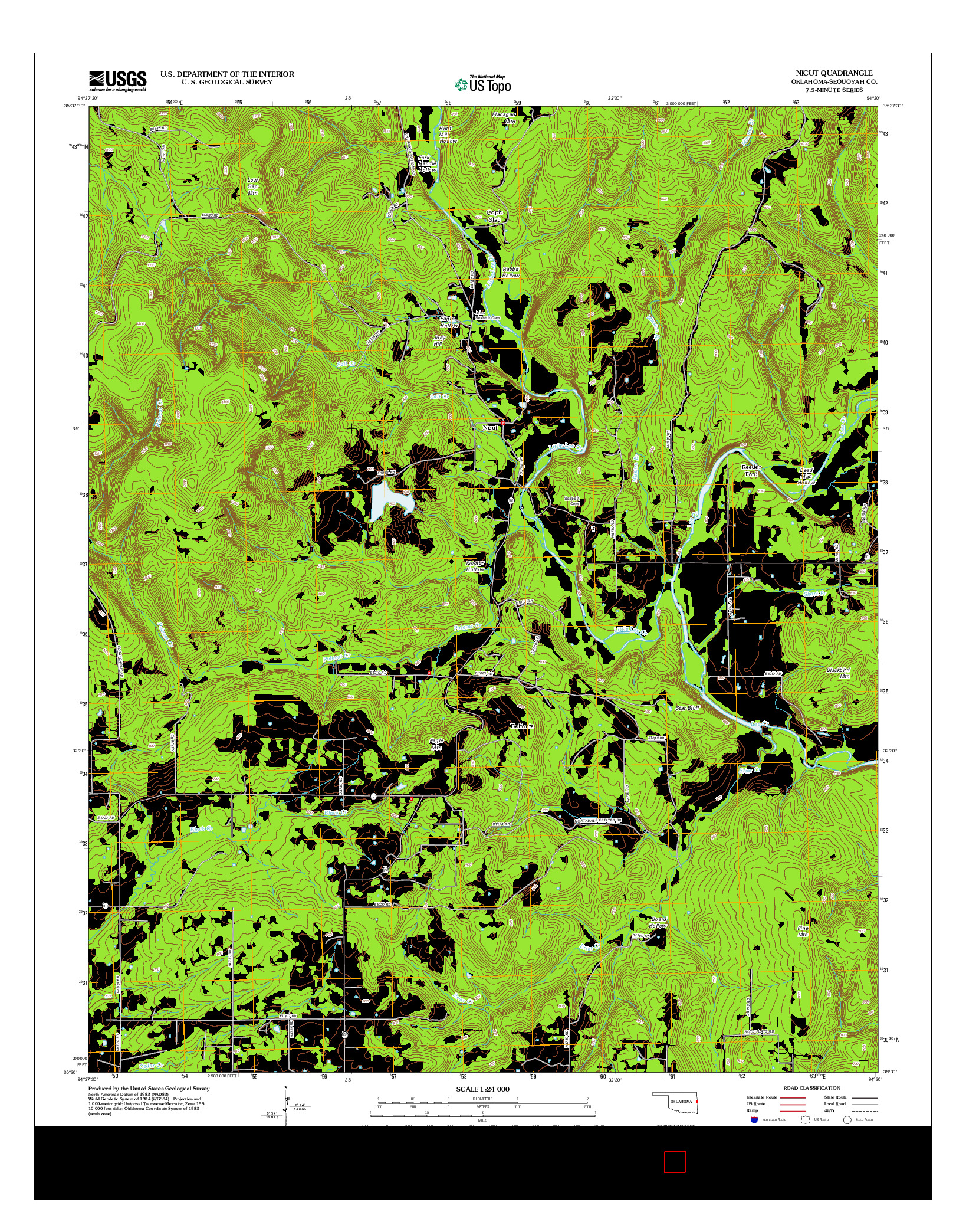 USGS US TOPO 7.5-MINUTE MAP FOR NICUT, OK 2012