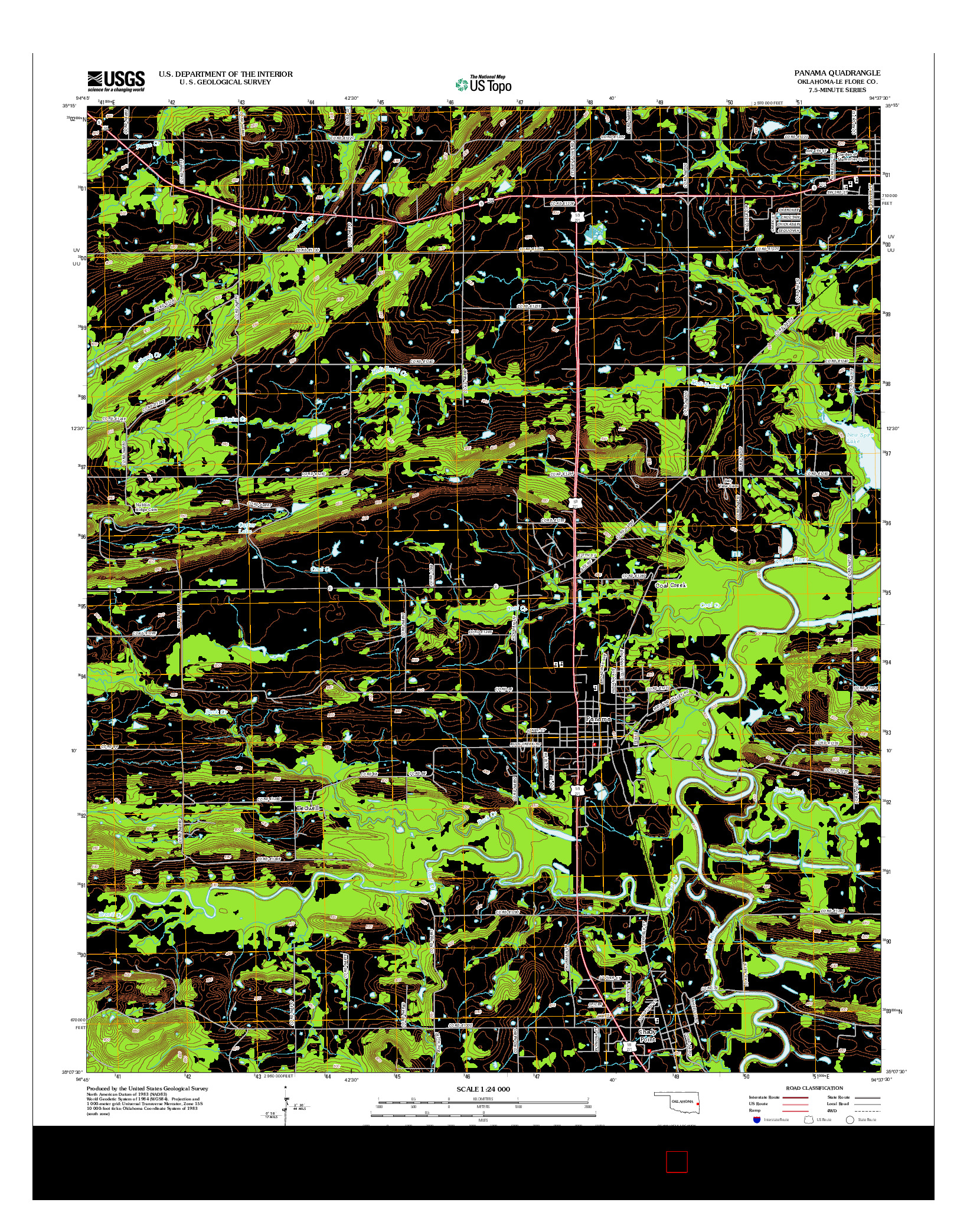 USGS US TOPO 7.5-MINUTE MAP FOR PANAMA, OK 2012