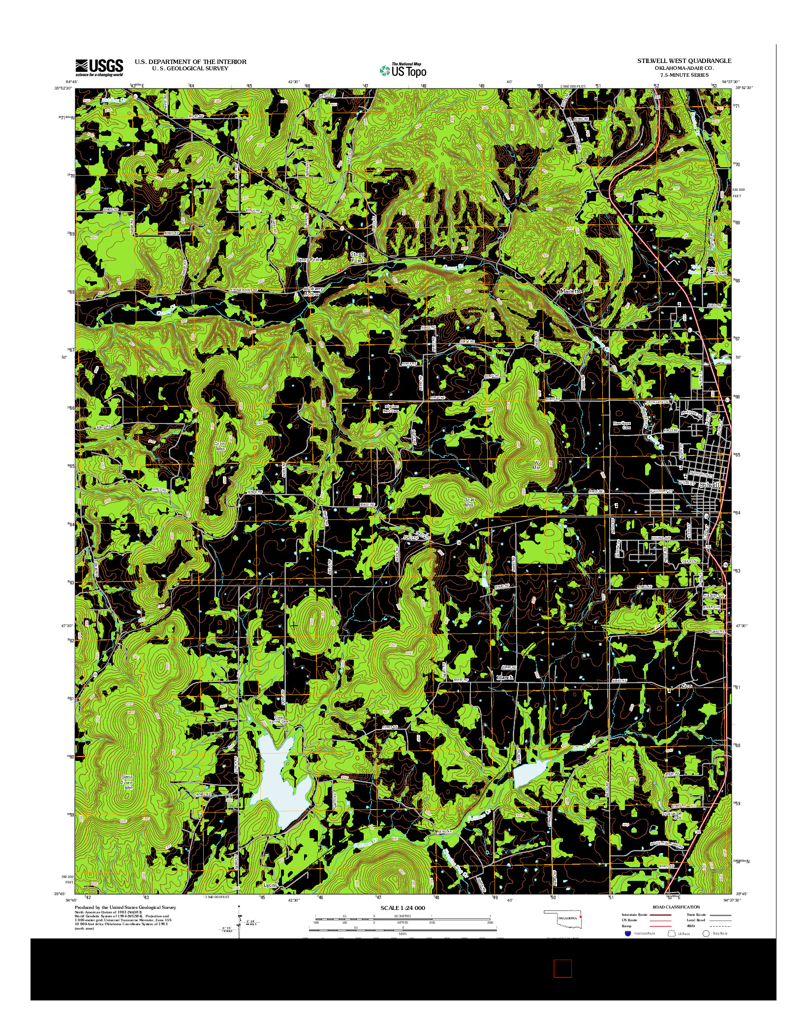 USGS US TOPO 7.5-MINUTE MAP FOR STILWELL WEST, OK 2012