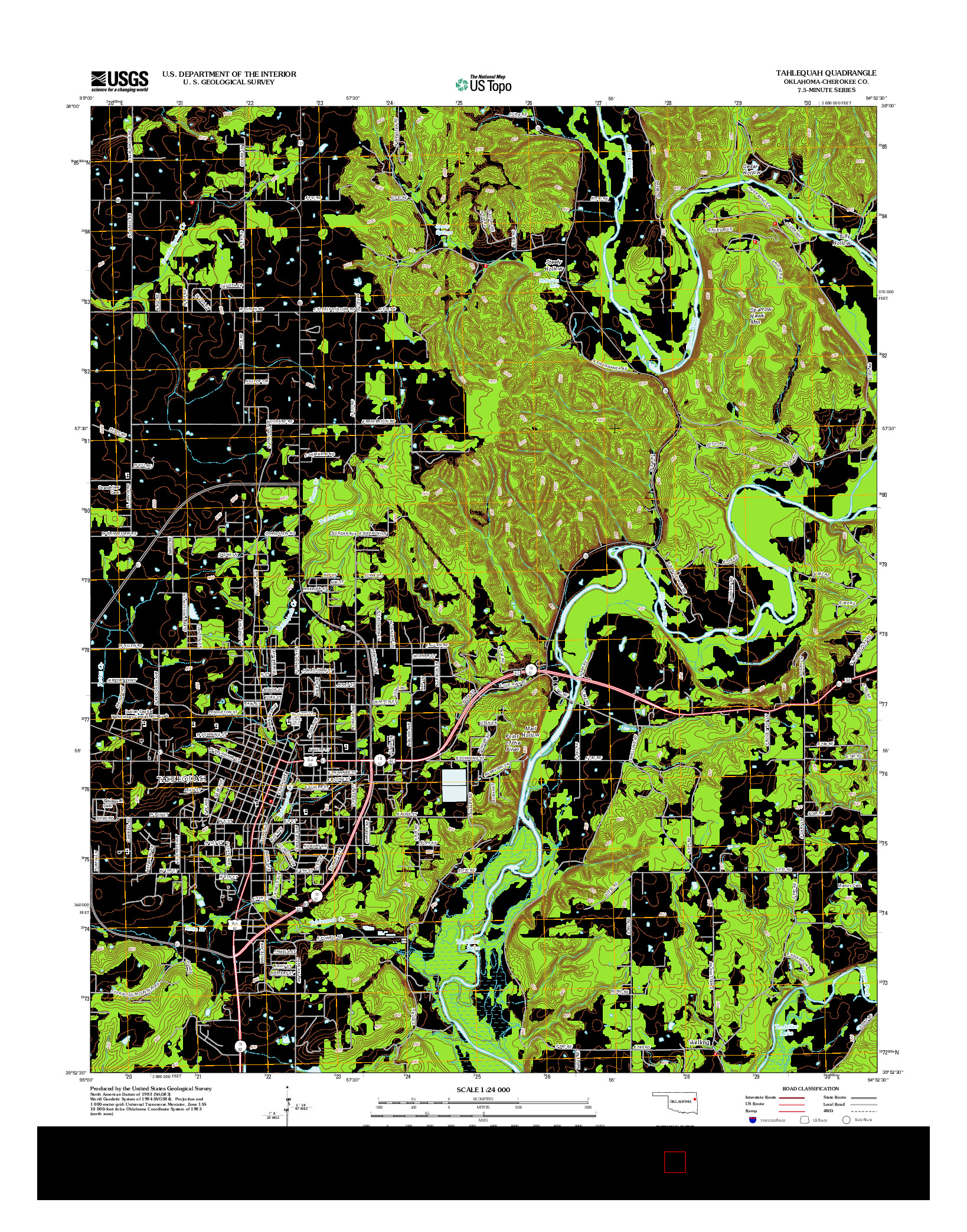 USGS US TOPO 7.5-MINUTE MAP FOR TAHLEQUAH, OK 2012