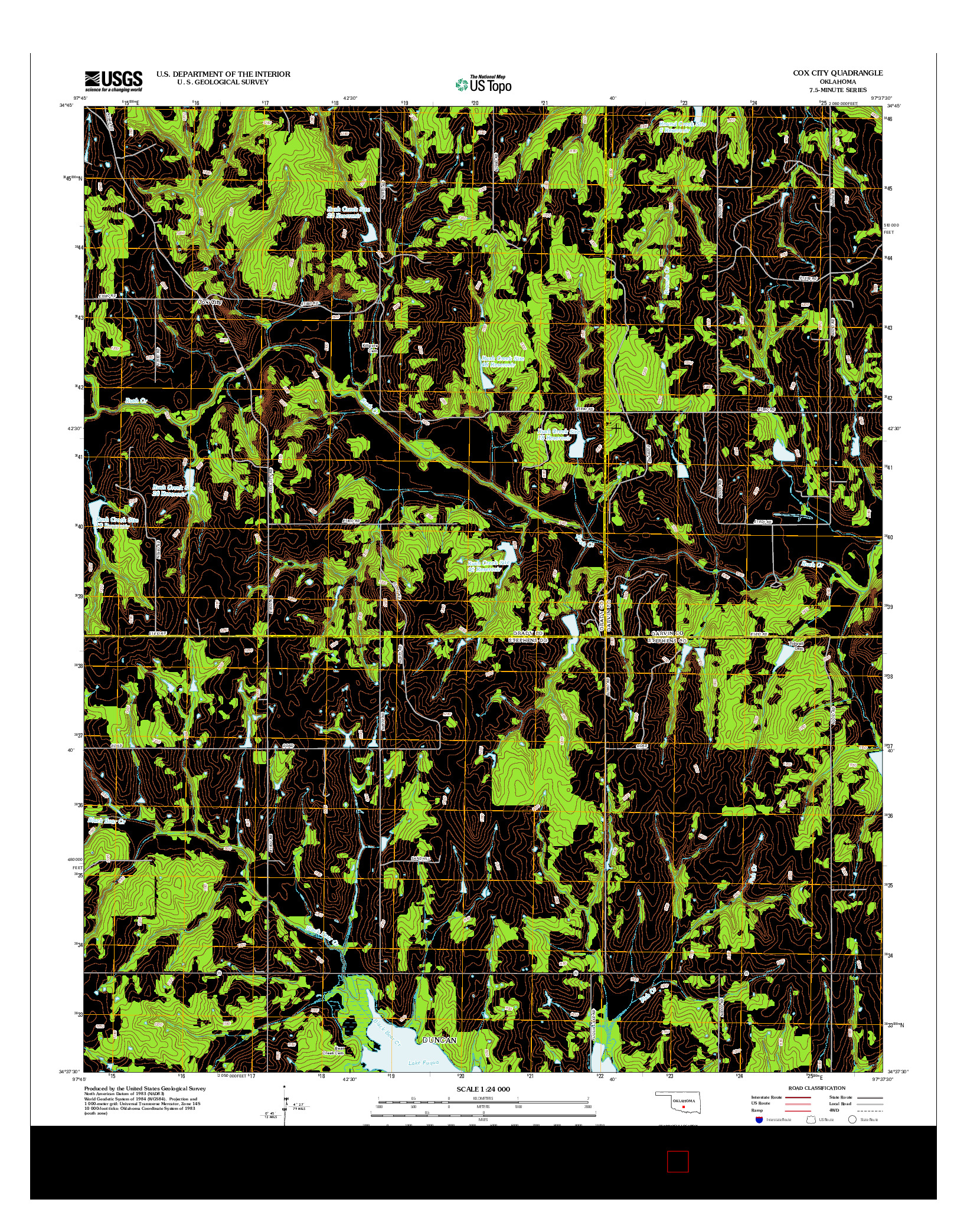 USGS US TOPO 7.5-MINUTE MAP FOR COX CITY, OK 2012